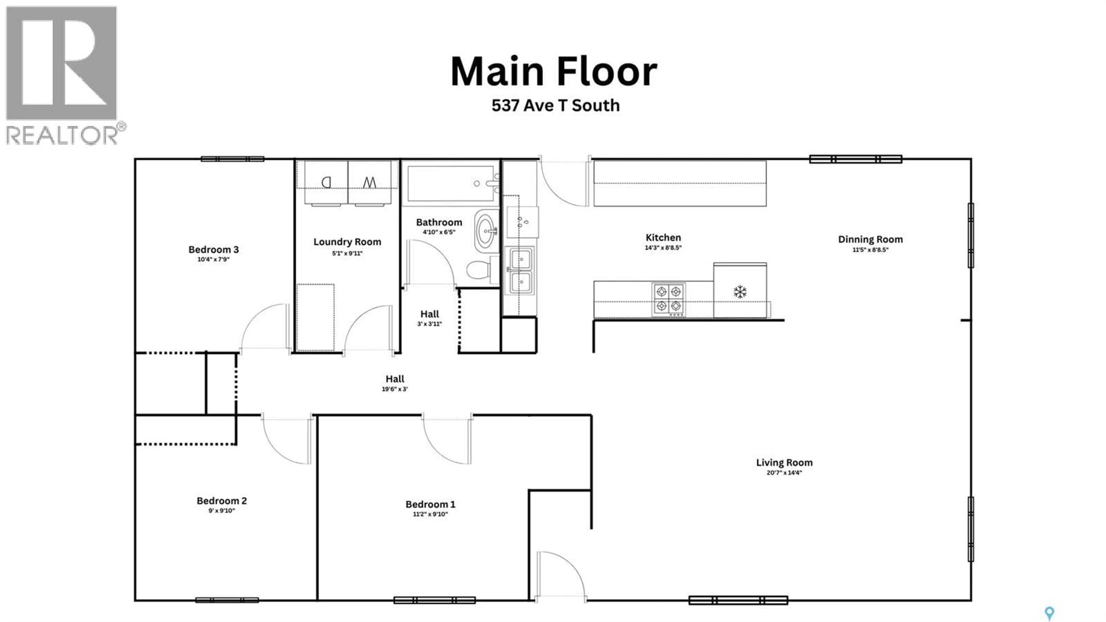 Floor plan for S - 537 T AVENUE, Saskatoon Saskatchewan S7M3B5