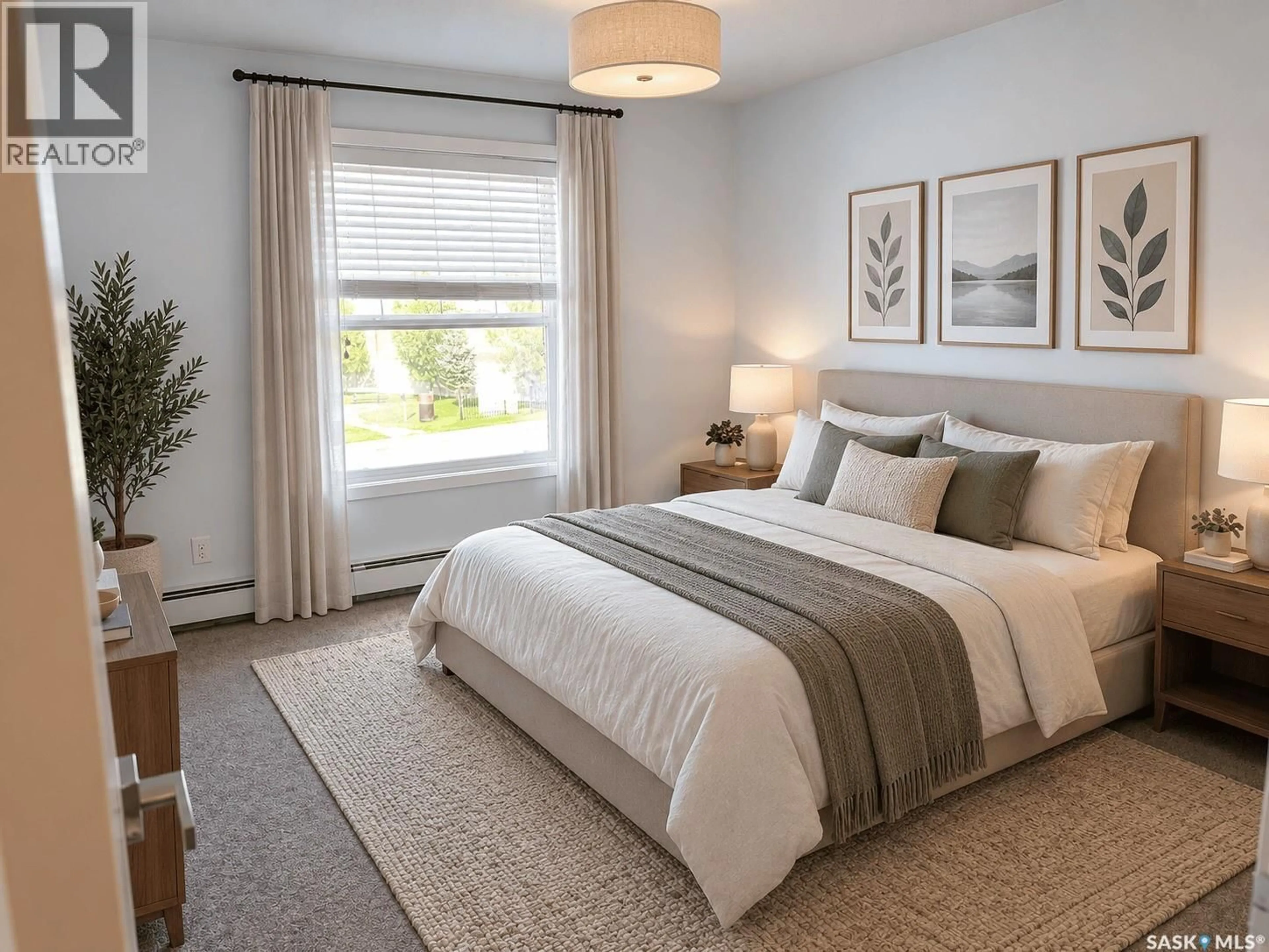 Bedroom with bed, carpet floor for 211 - 1545 NEVILLE DRIVE, Regina Saskatchewan S4Z0A7