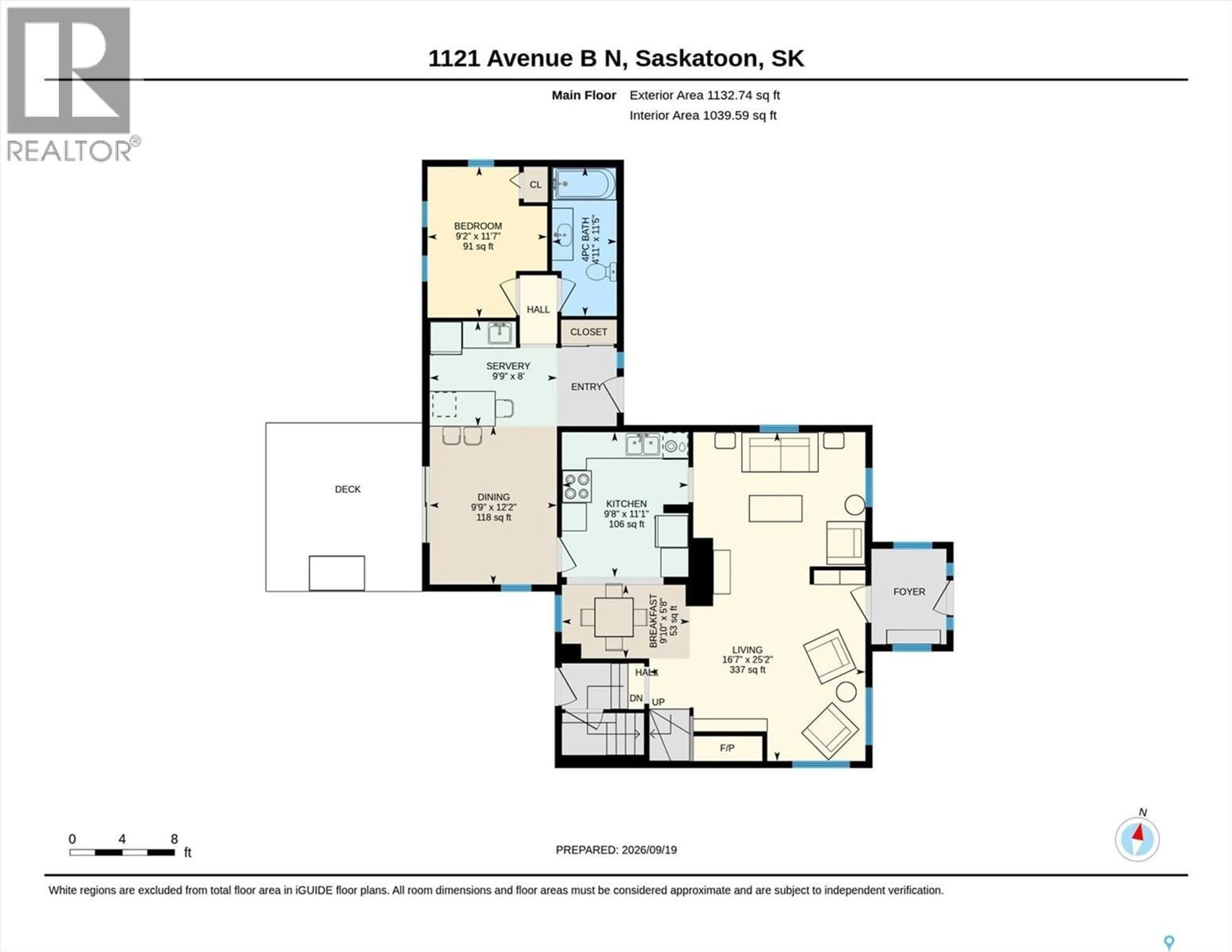Floor plan for 1121 B AVENUE, Saskatoon Saskatchewan S7L1G2