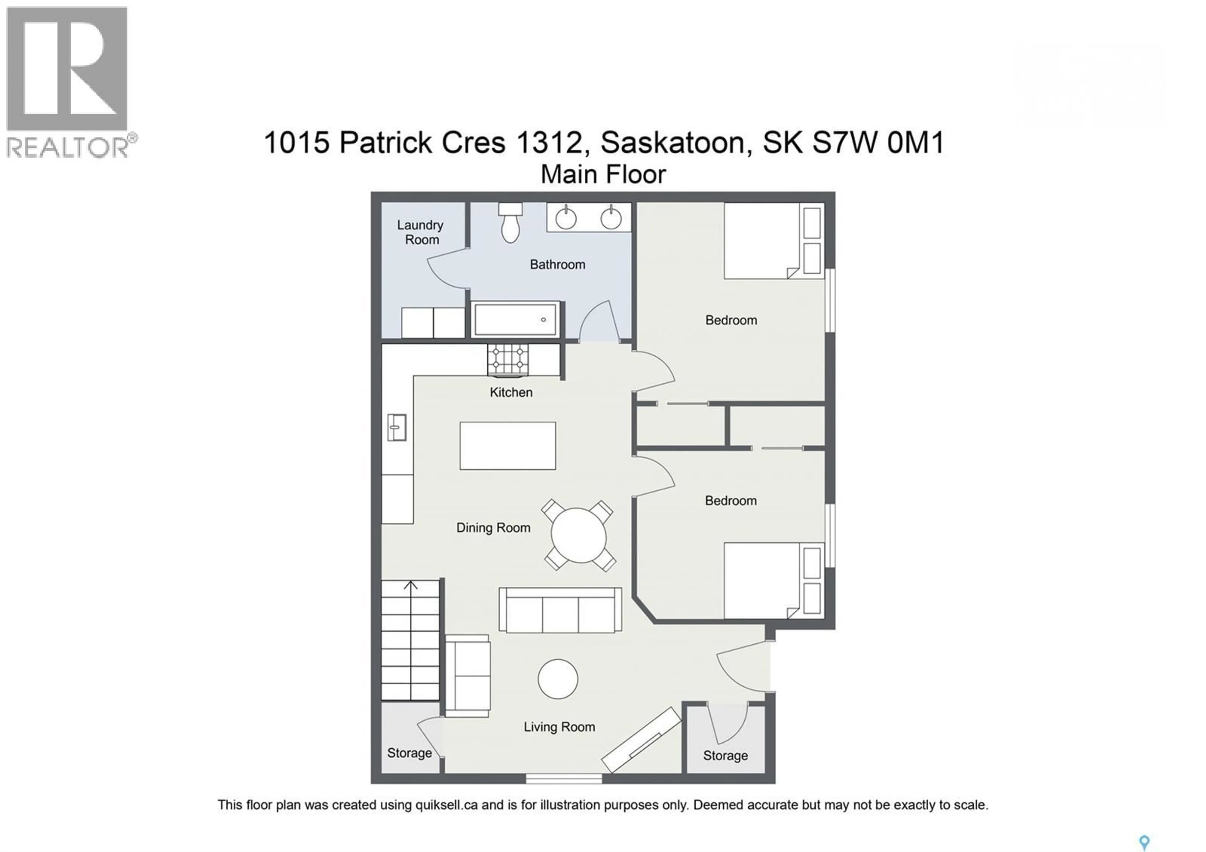 Floor plan for 1015 - 1312 PATRICK CRESCENT, Saskatoon Saskatchewan S7W0M5