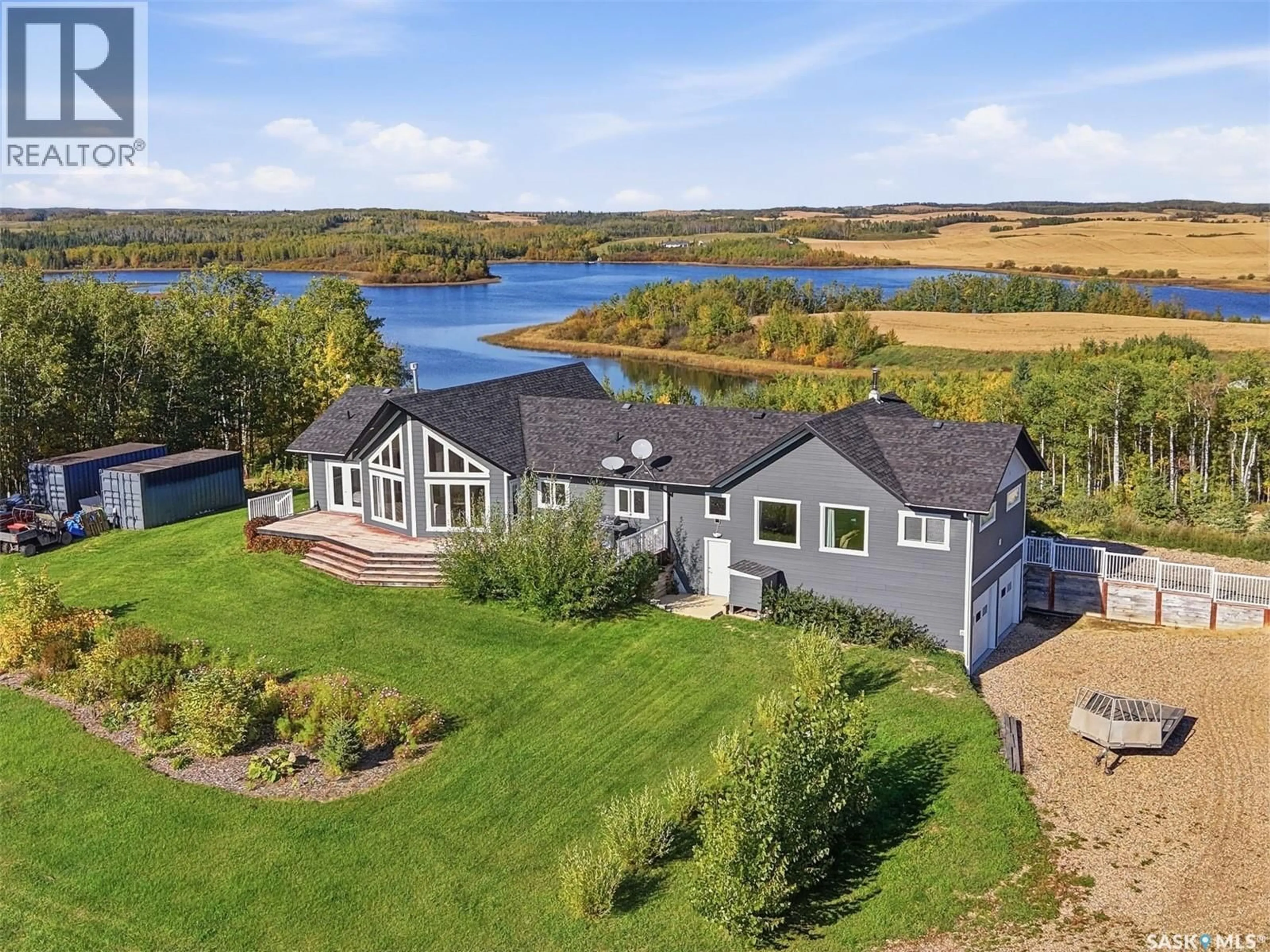 A pic from outside/outdoor area/front of a property/back of a property/a pic from drone, water/lake/river/ocean view for THICKWOOD VISTA RIDGE, D'Amour Lake Saskatchewan S0J1M0