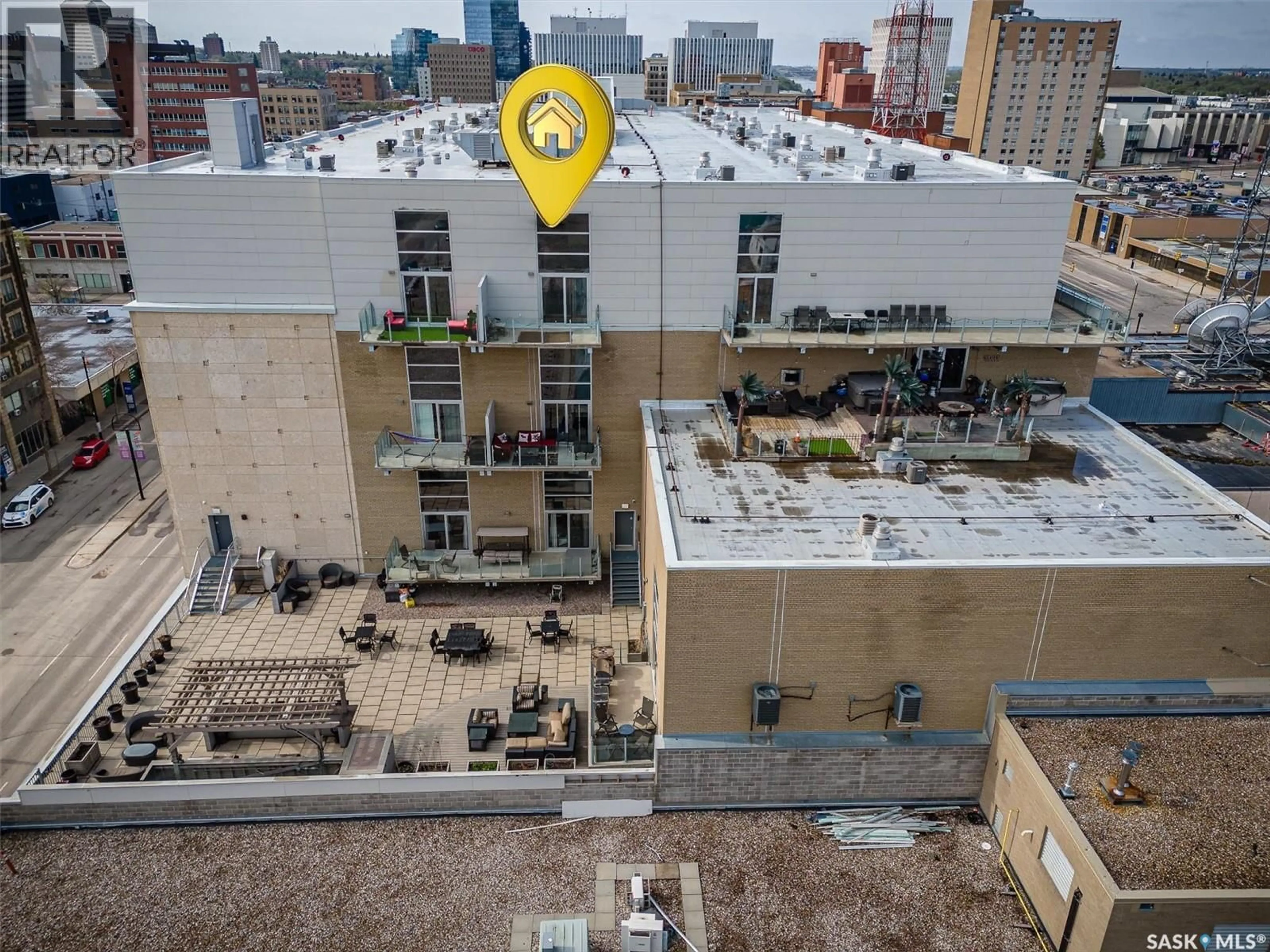 A pic from outside/outdoor area/front of a property/back of a property/a pic from drone, city buildings view from balcony for E - 530 120 23RD STREET, Saskatoon Saskatchewan S7K0K8