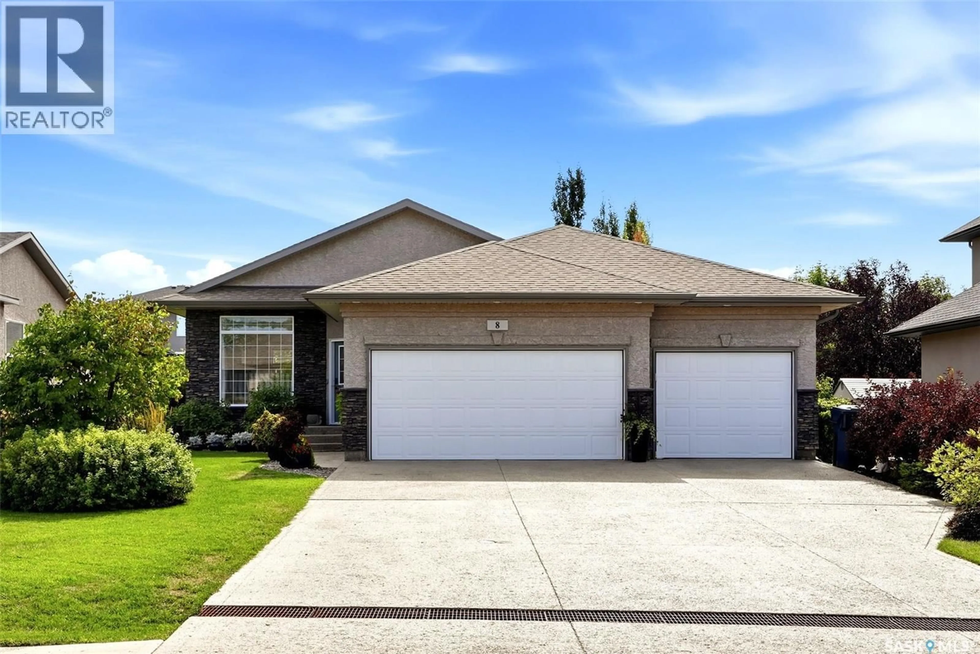 Home with vinyl exterior material, street for 8 LOTT ROAD, White City Saskatchewan S4L0B6