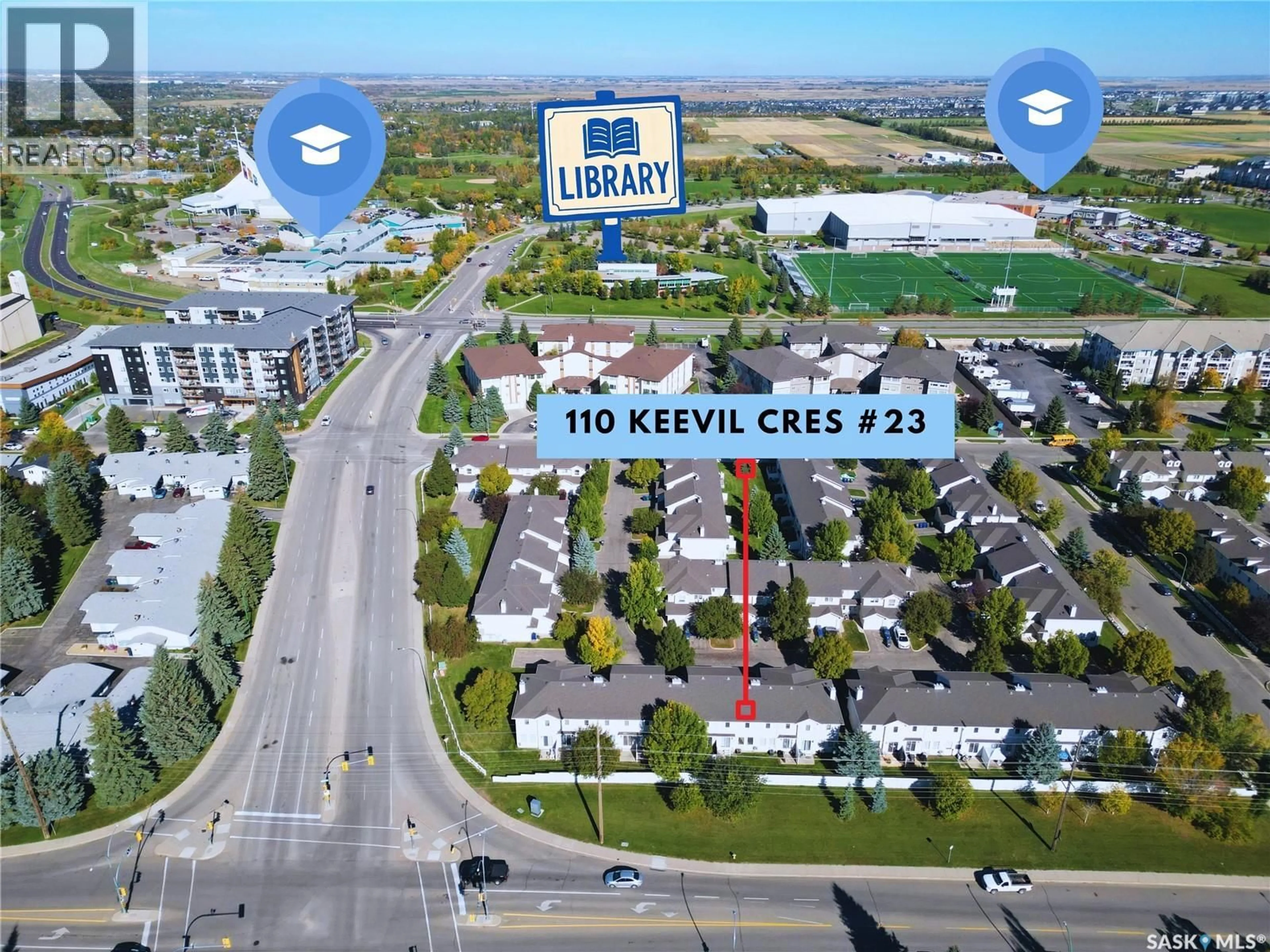 A pic from outside/outdoor area/front of a property/back of a property/a pic from drone, street for 23 110 KEEVIL CRESCENT, Saskatoon Saskatchewan S7N4N8