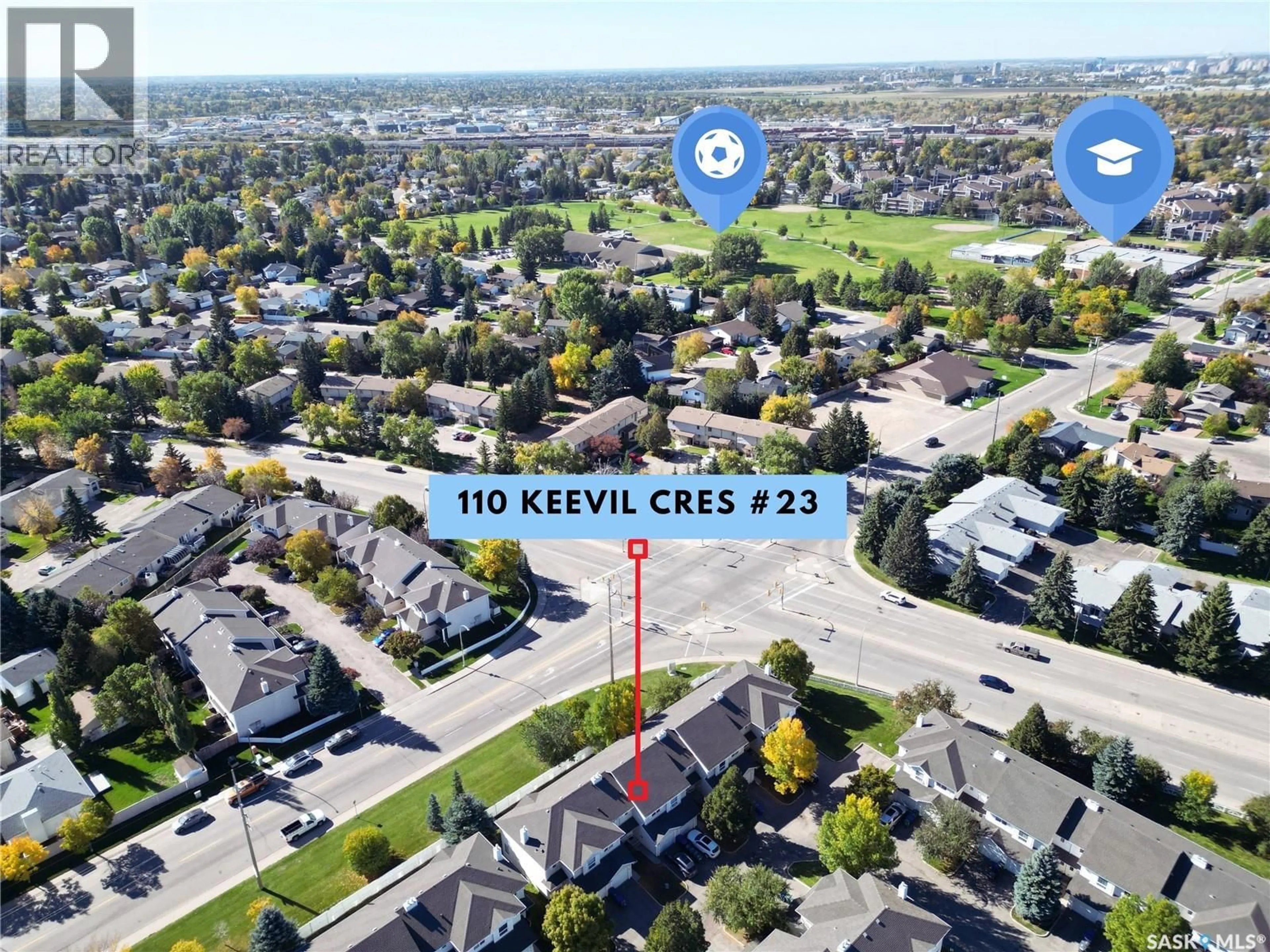 A pic from outside/outdoor area/front of a property/back of a property/a pic from drone, street for 23 110 KEEVIL CRESCENT, Saskatoon Saskatchewan S7N4N8
