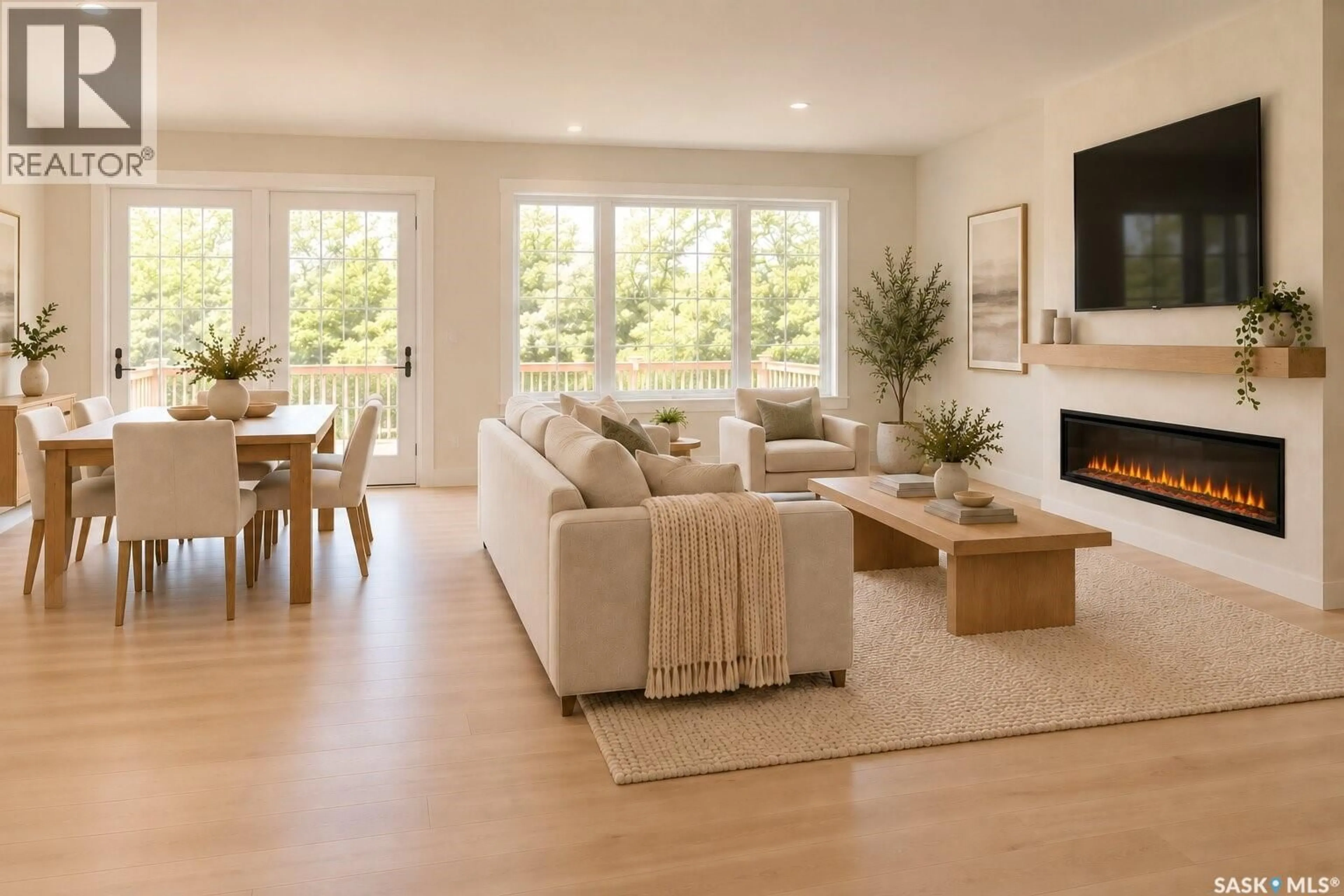 Living room with furniture, wood/laminate floor for 440 AUGUSTA BOULEVARD, Warman Saskatchewan S0K4S4