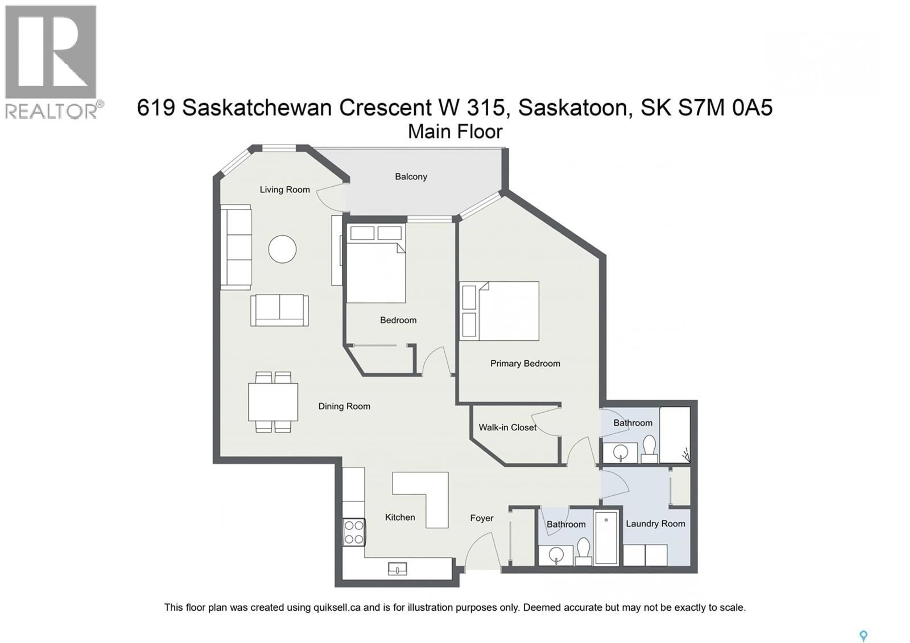 Floor plan for 619 - 315 SASKATCHEWAN CRESCENT, Saskatoon Saskatchewan S7M0A5