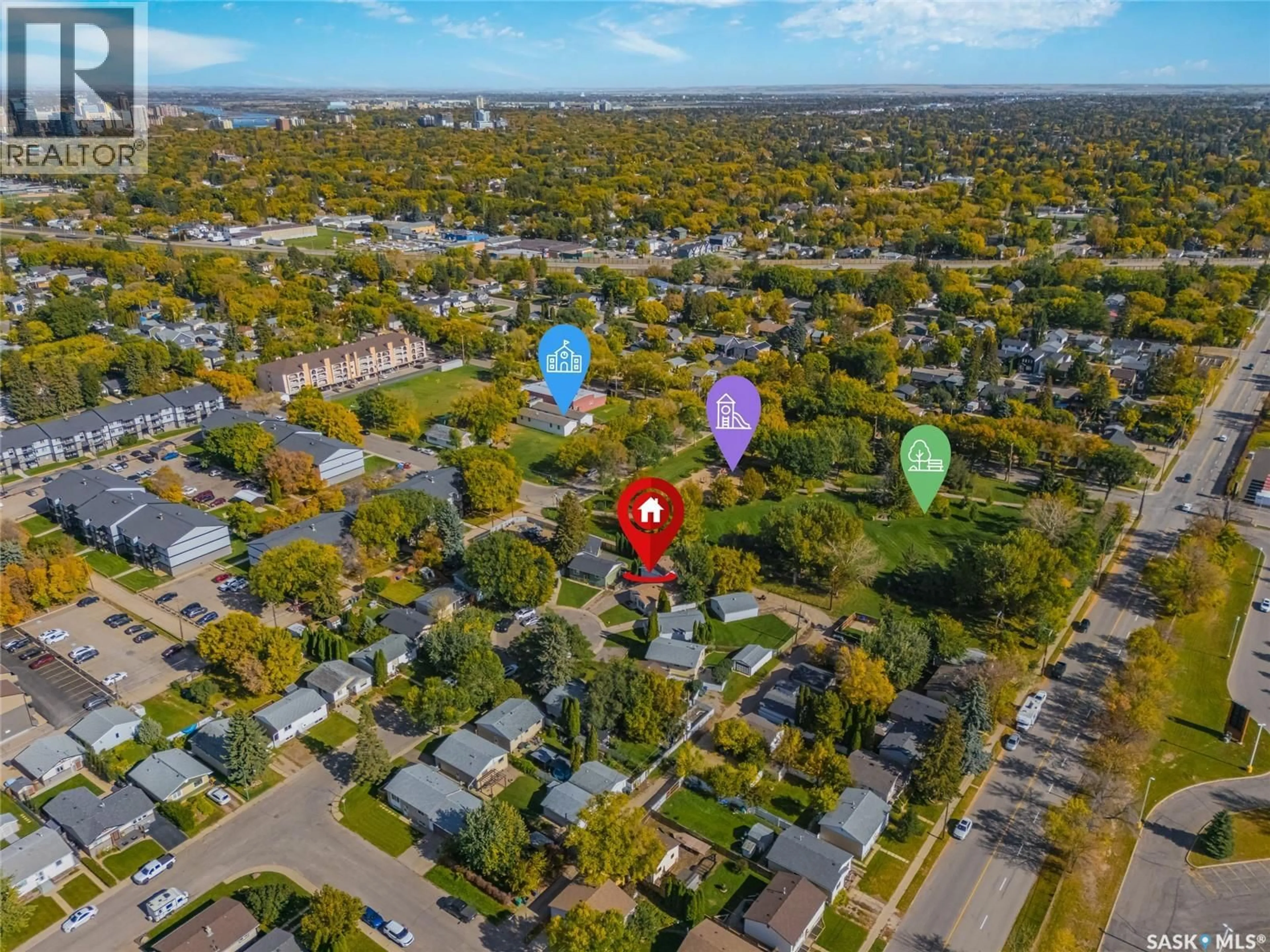 A pic from outside/outdoor area/front of a property/back of a property/a pic from drone, street for 55 TRIDENT CRESCENT, Saskatoon Saskatchewan S7M0P7