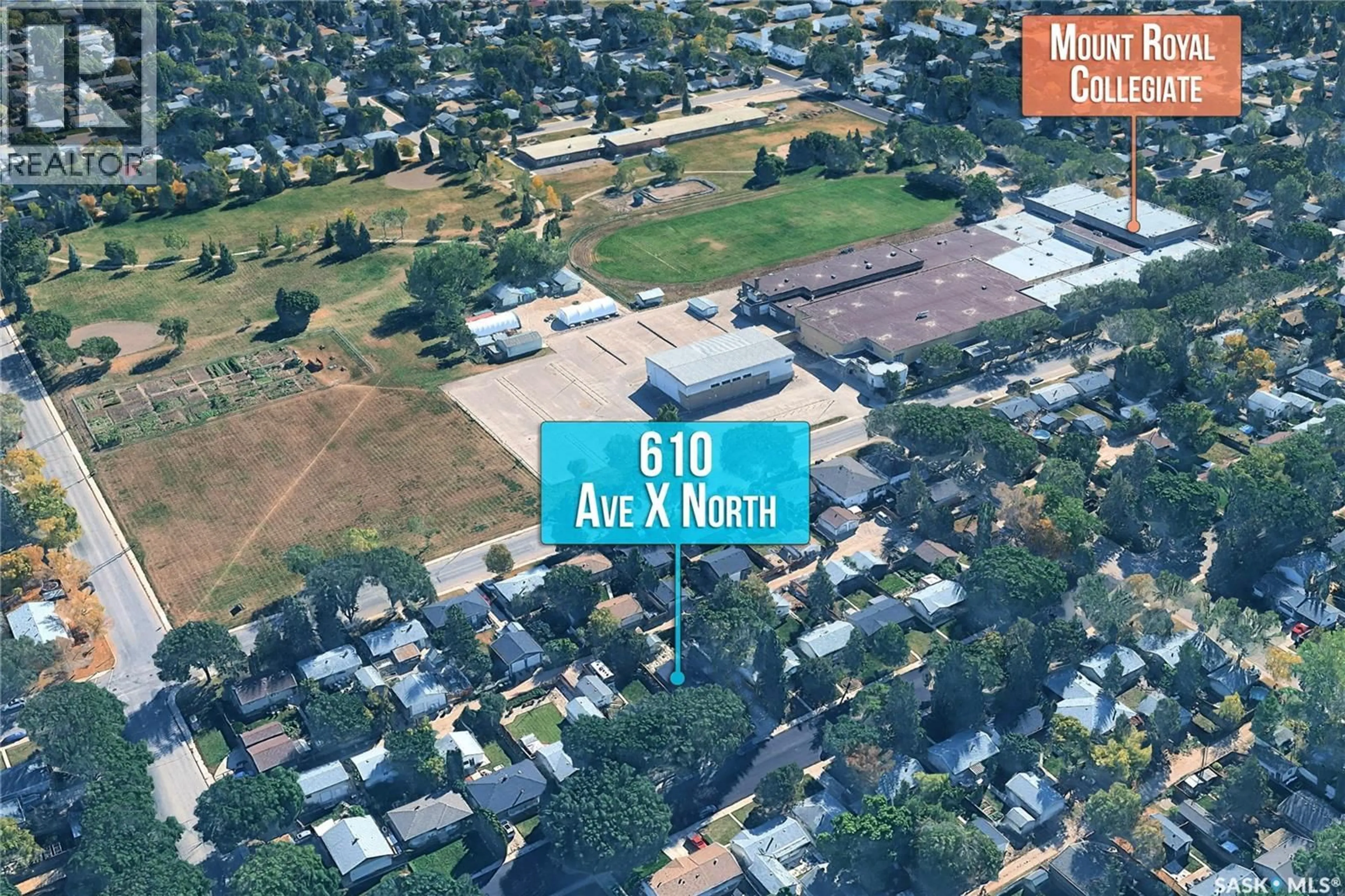 A pic from outside/outdoor area/front of a property/back of a property/a pic from drone, street for 610 X AVENUE, Saskatoon Saskatchewan S7L3K2