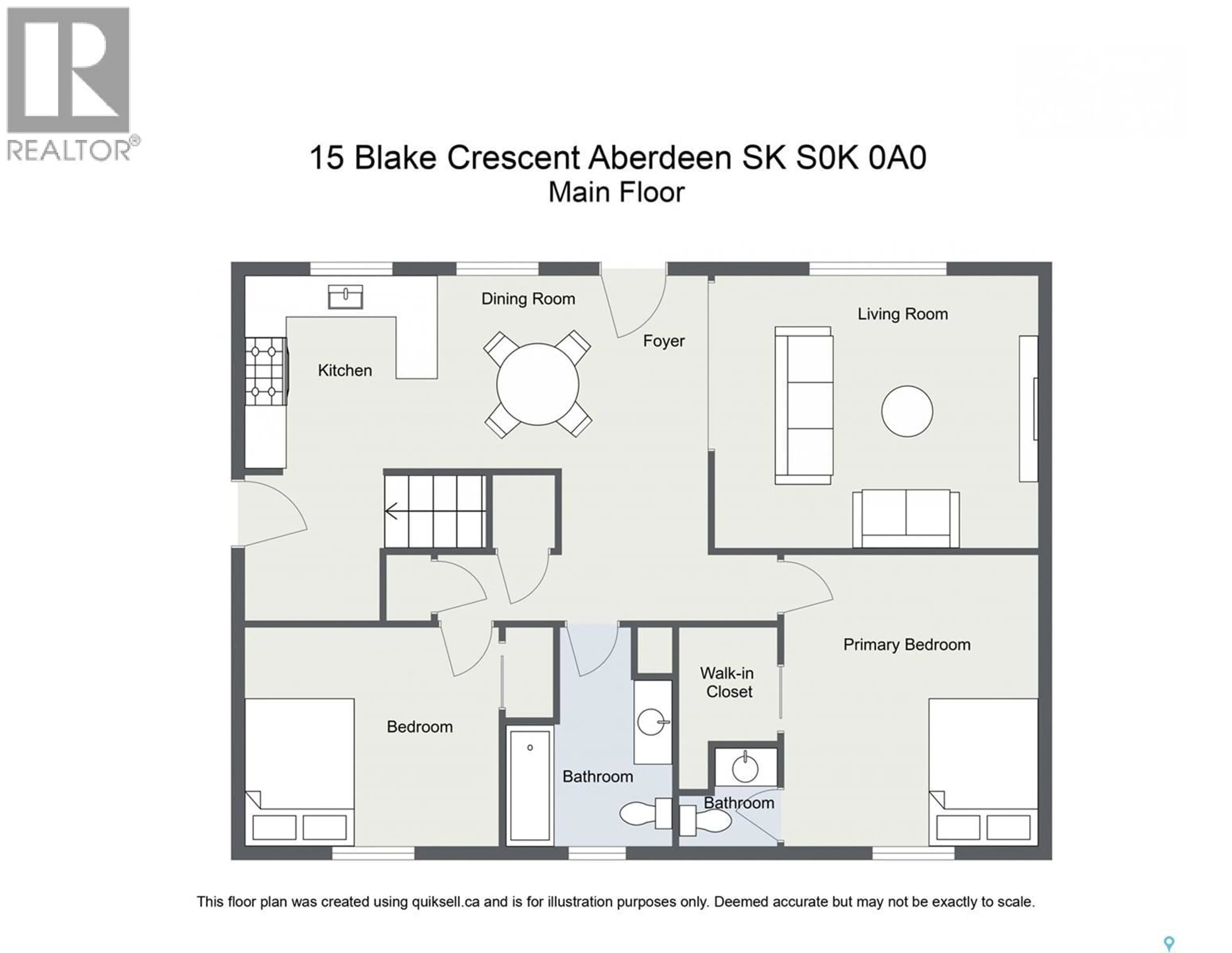 Floor plan for 15 BLAKE CRESCENT, Aberdeen Saskatchewan S0K0A0