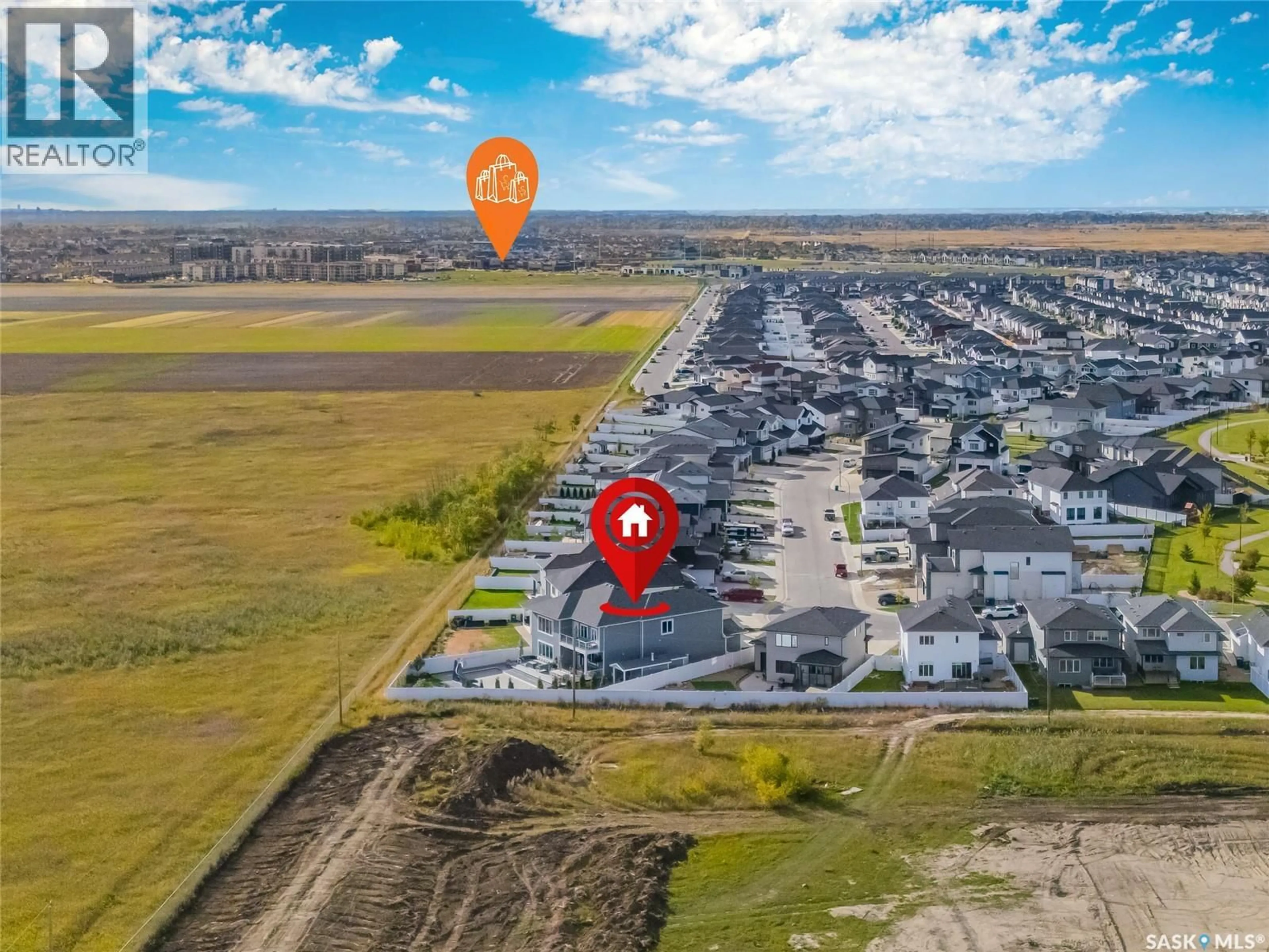 A pic from outside/outdoor area/front of a property/back of a property/a pic from drone, street for 464 WOOLF BEND, Saskatoon Saskatchewan S7W1E4