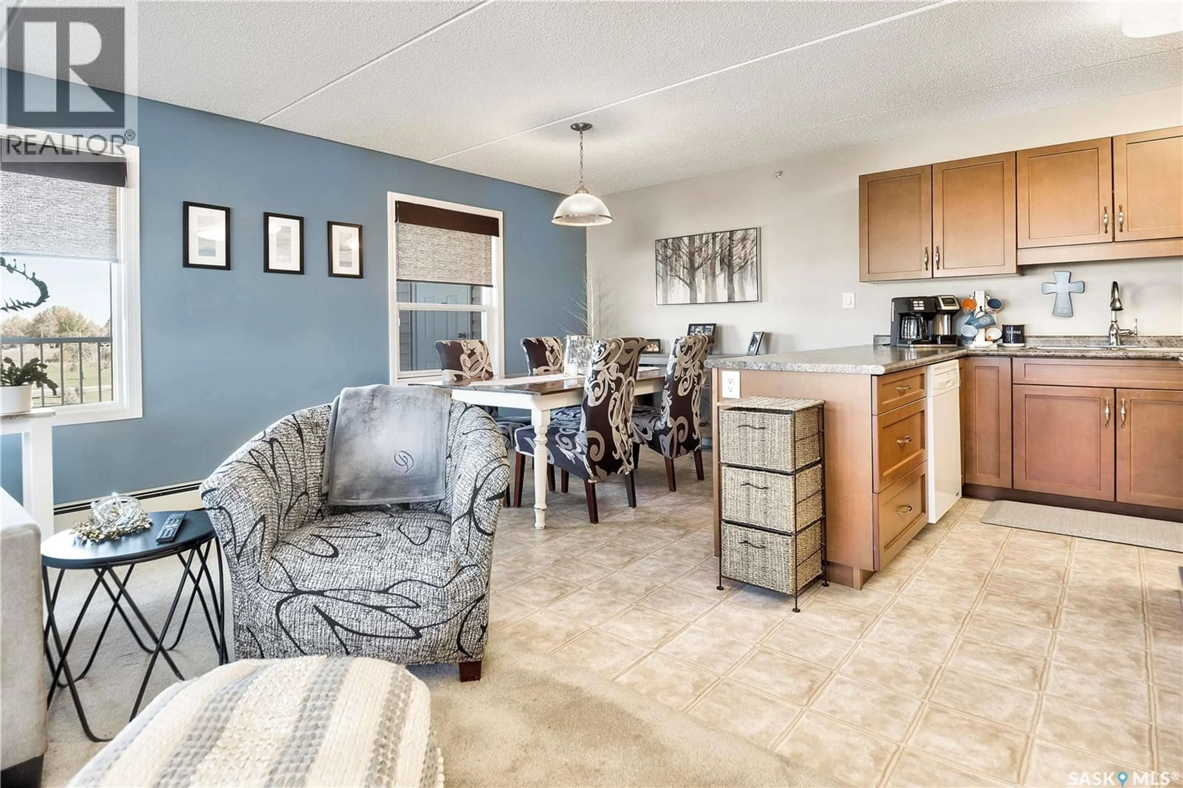 Open concept kitchen, ceramic/tile floor for 307 - 2781 WOODBRIDGE DRIVE, Prince Albert Saskatchewan S6V3Z9