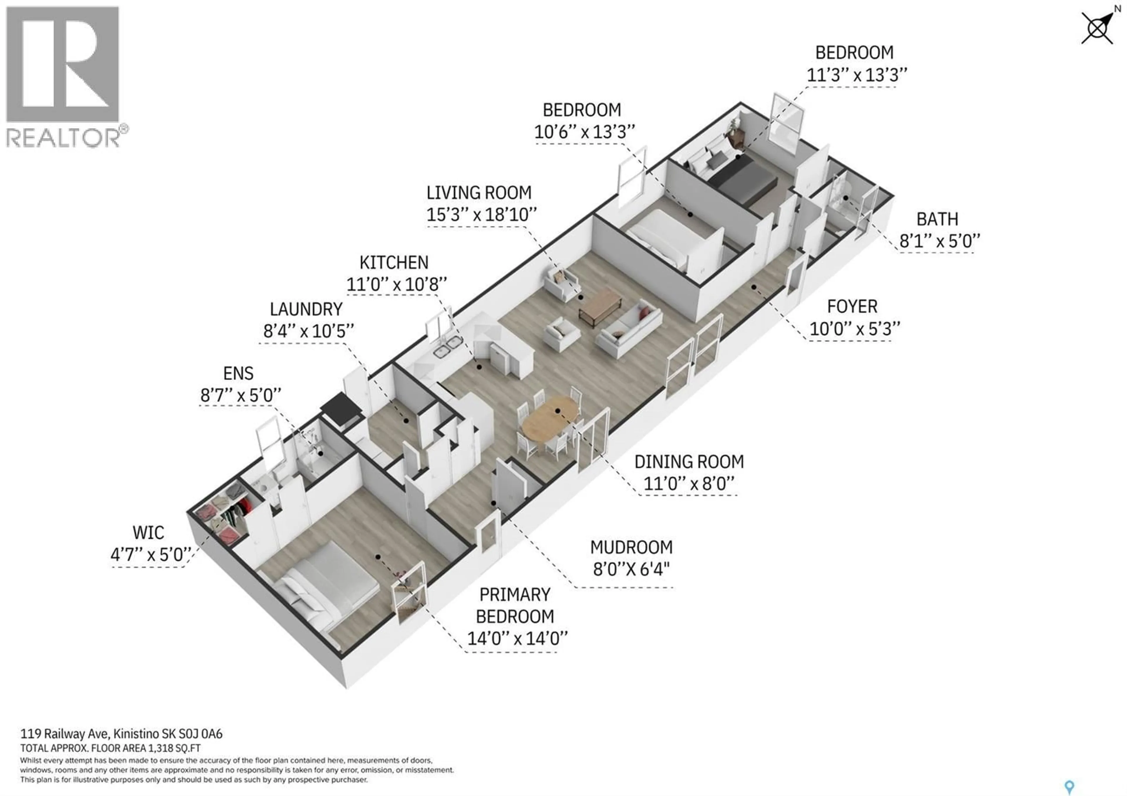 Floor plan for 119 RAILWAY AVENUE, Kinistino Saskatchewan S0J1H0