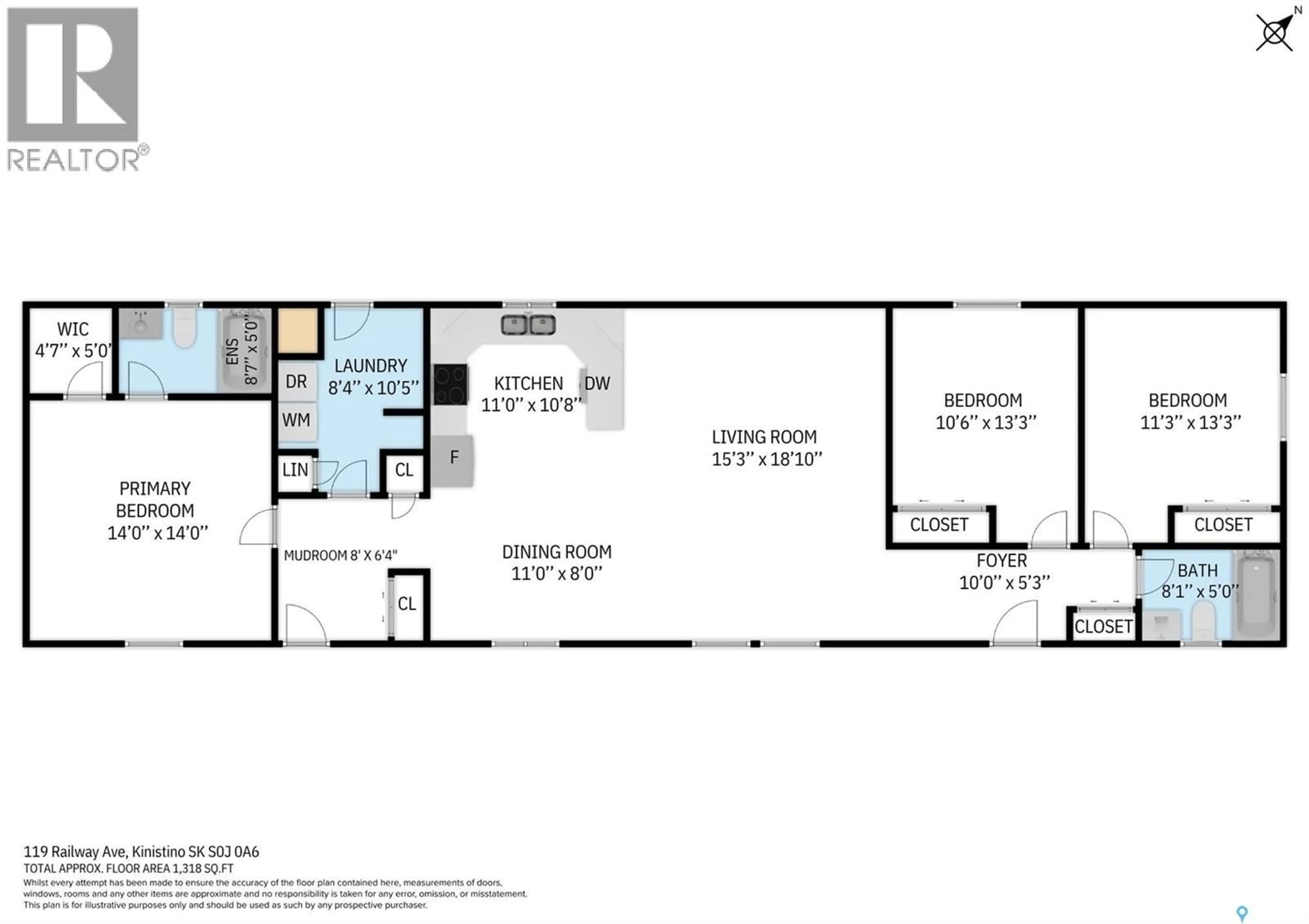 Floor plan for 119 RAILWAY AVENUE, Kinistino Saskatchewan S0J1H0