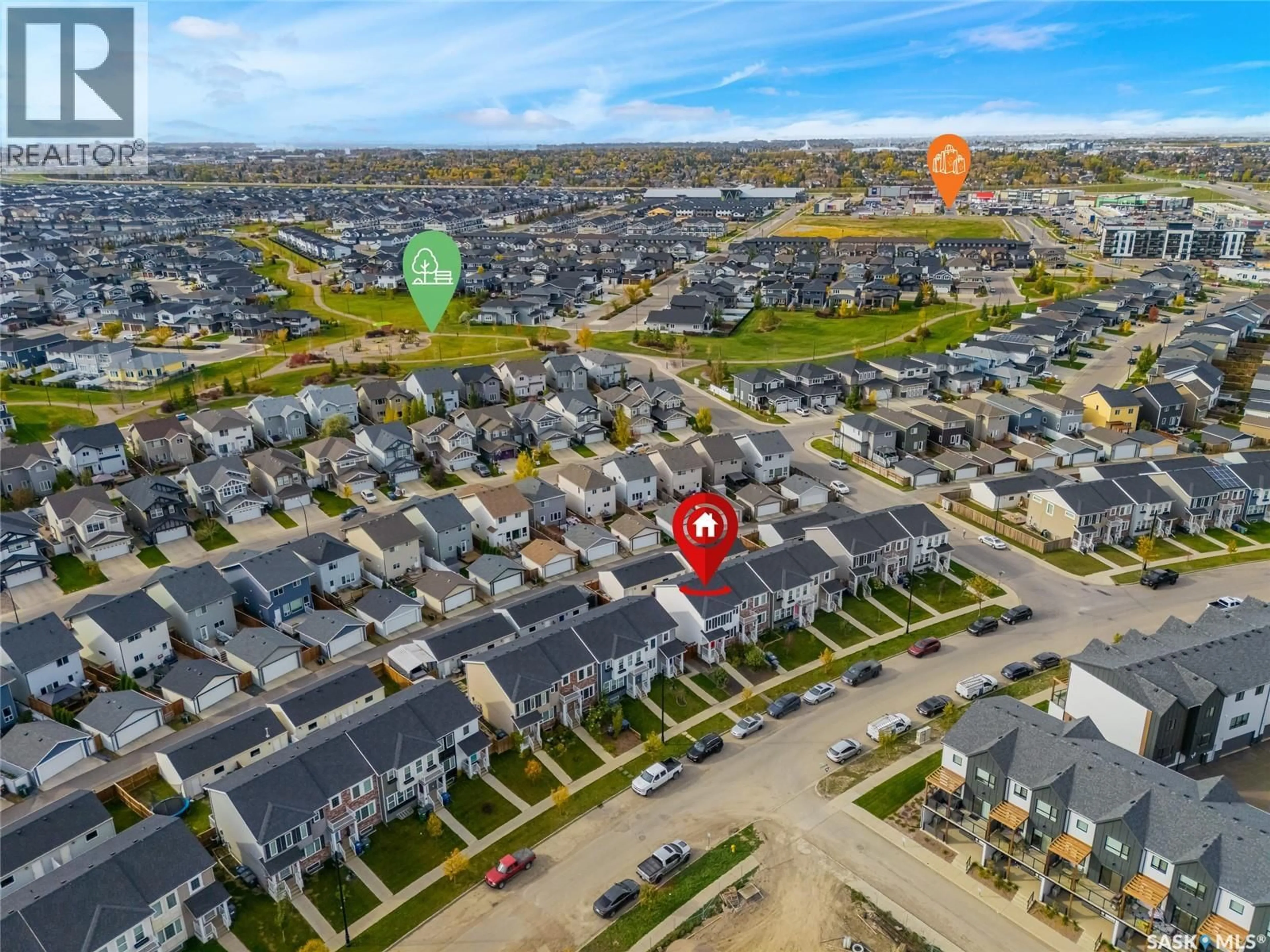 A pic from outside/outdoor area/front of a property/back of a property/a pic from drone, street for 4126 BRIGHTON CIRCLE, Saskatoon Saskatchewan S7V0M2