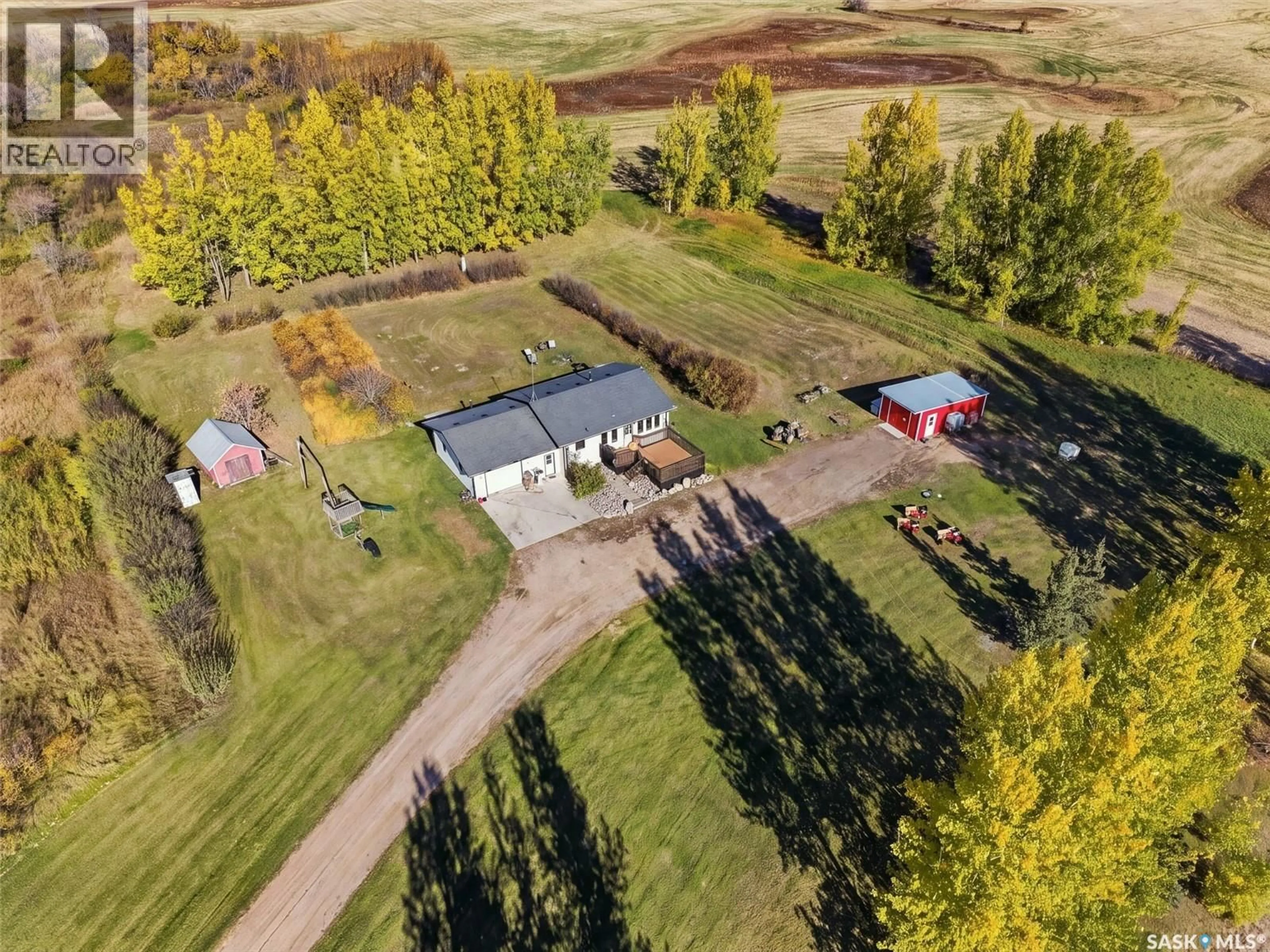 A pic from outside/outdoor area/front of a property/back of a property/a pic from drone, unknown for 10 LEONARD ACREAGE ACRES, Laird Rm No. 404 Saskatchewan S0K4R0