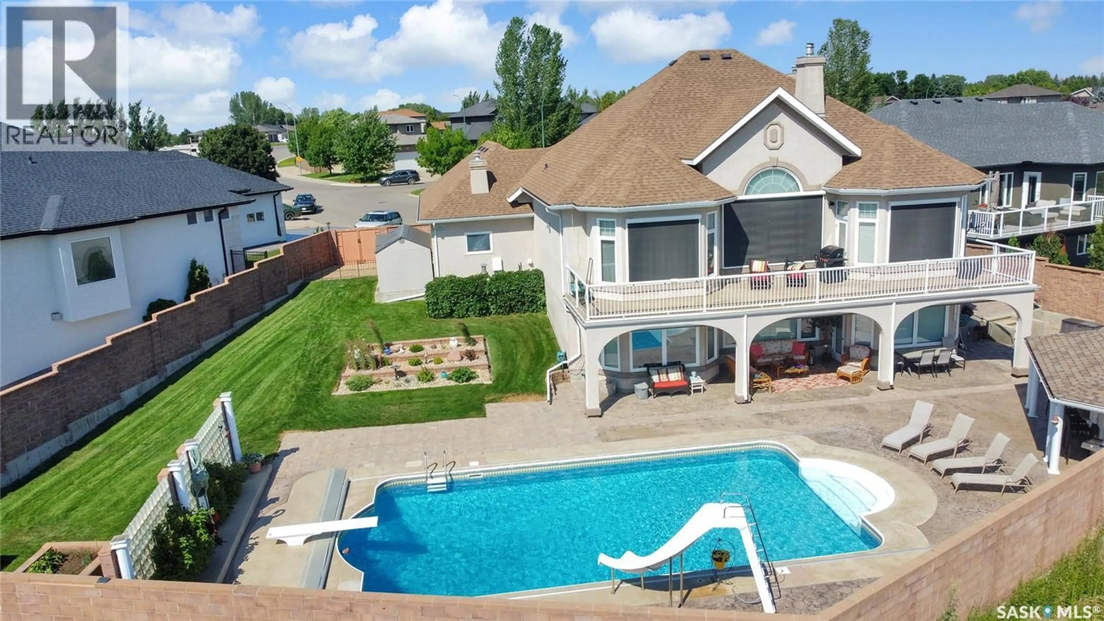 A pic from outside/outdoor area/front of a property/back of a property/a pic from drone, water/lake/river/ocean view for 1453 NORMANDY DRIVE, Moose Jaw Saskatchewan S6H6P1