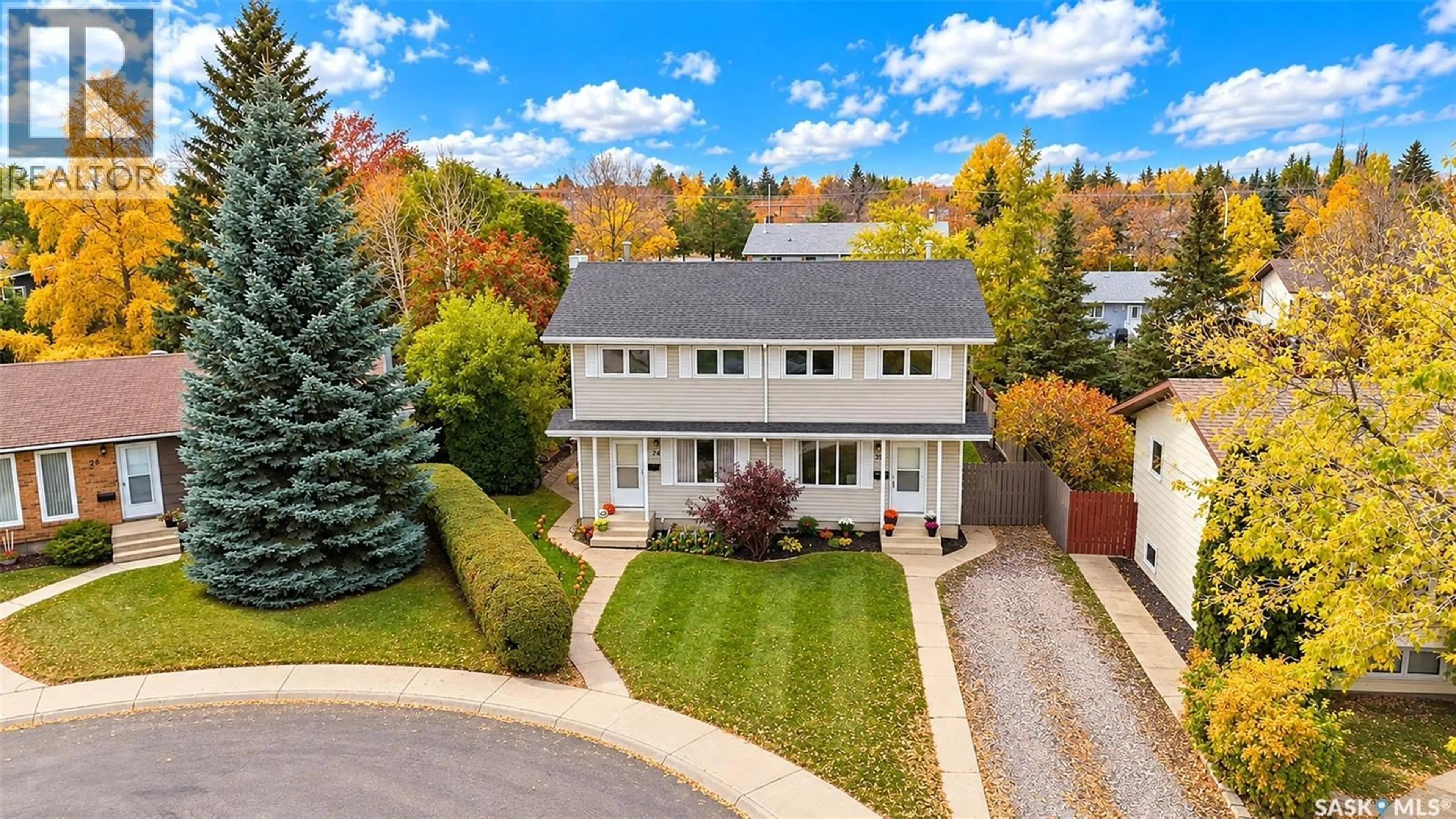 A pic from outside/outdoor area/front of a property/back of a property/a pic from drone, street for 22 MANITOU COURT, Saskatoon Saskatchewan S7K5G3