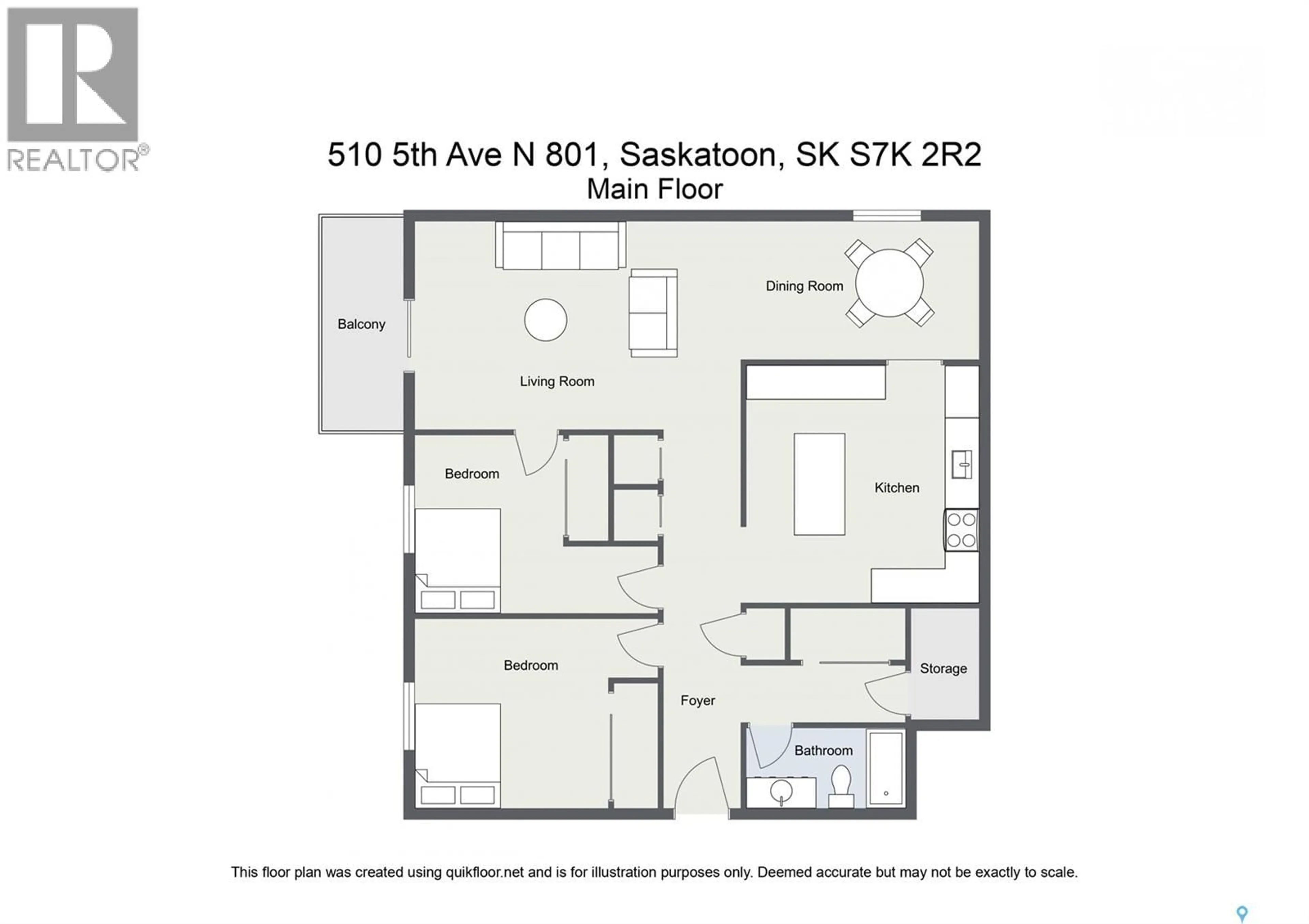 Floor plan for 510 - 801 5TH AVENUE, Saskatoon Saskatchewan S7K2R2
