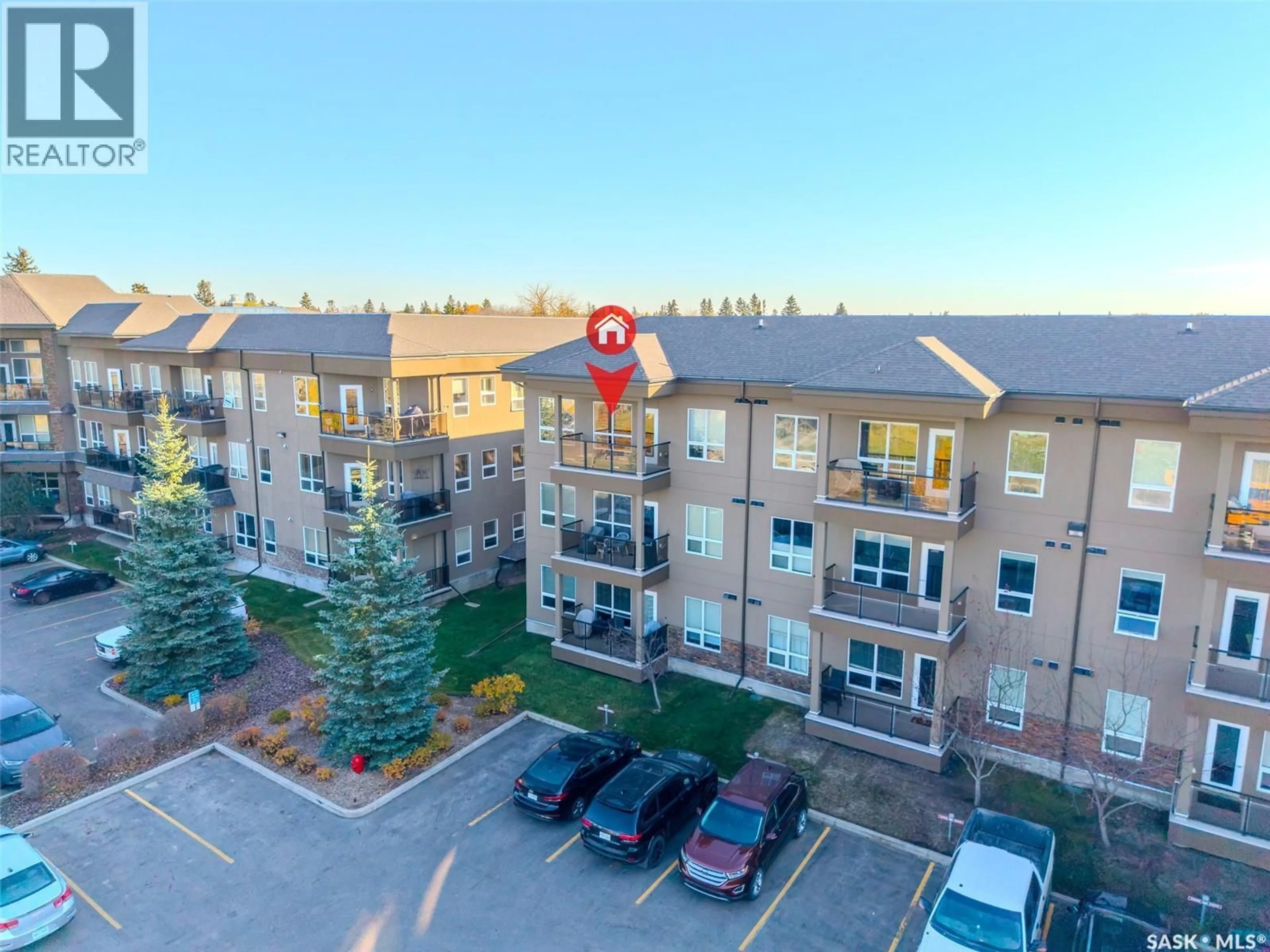 A pic from outside/outdoor area/front of a property/back of a property/a pic from drone, building for 321 2710 MAIN STREET, Saskatoon Saskatchewan S7H0M3