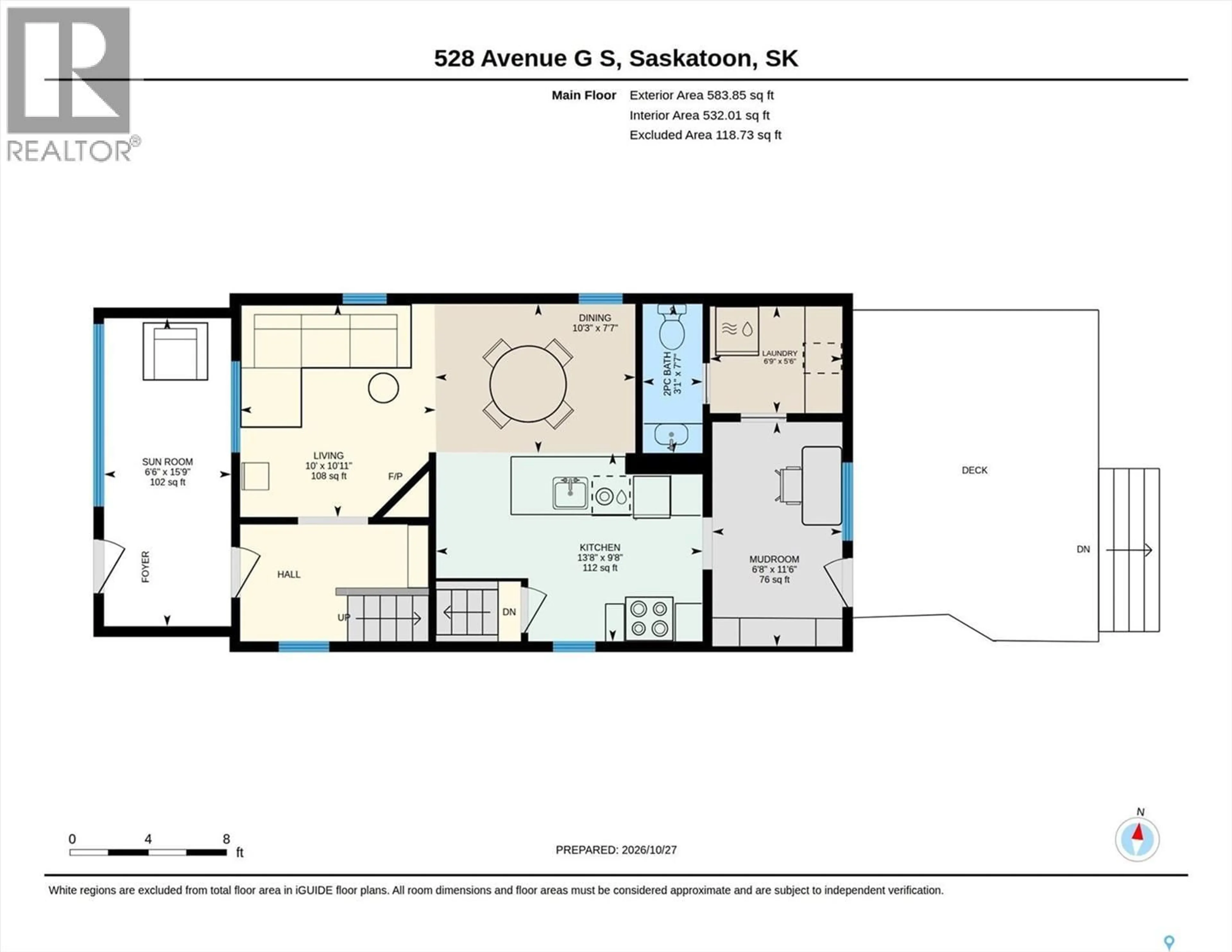 Floor plan for 528 G AVENUE, Saskatoon Saskatchewan S7M1V6