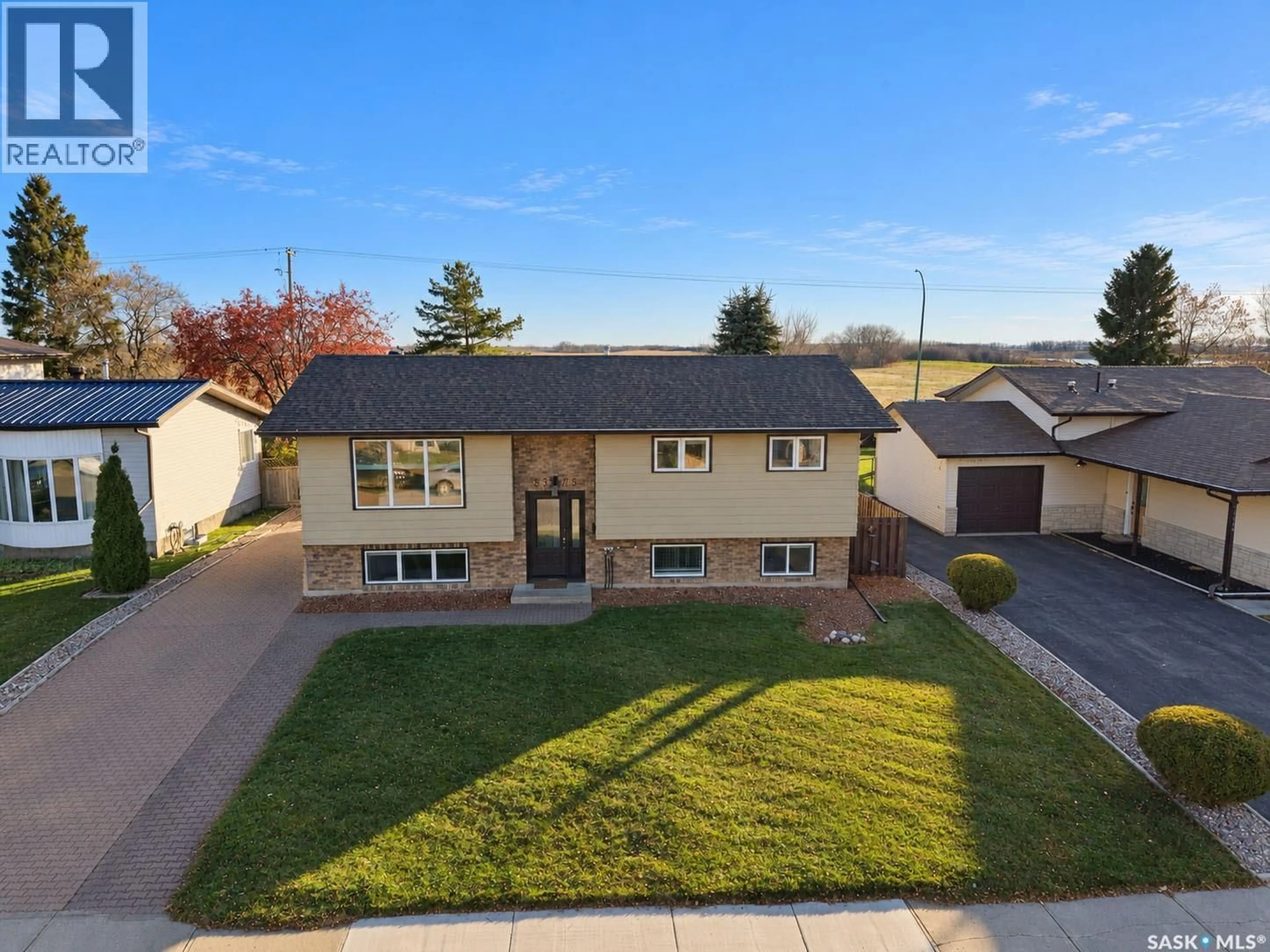 A pic from outside/outdoor area/front of a property/back of a property/a pic from drone, street for 3375 DENT CRESCENT, Prince Albert Saskatchewan S6V7H1