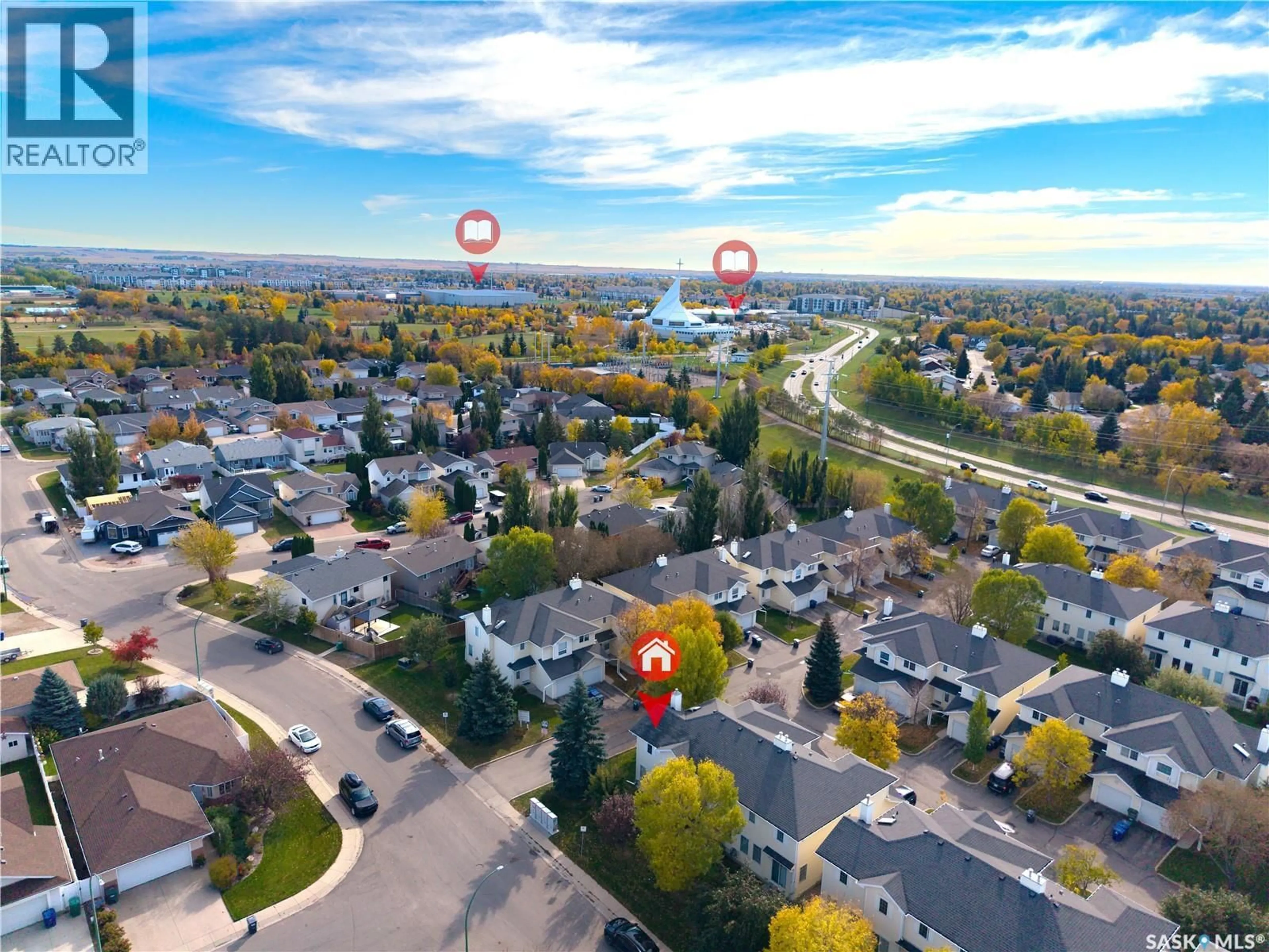 A pic from outside/outdoor area/front of a property/back of a property/a pic from drone, unknown for 111 - 54 FAIRBROTHER CRESCENT, Saskatoon Saskatchewan S7S1L3