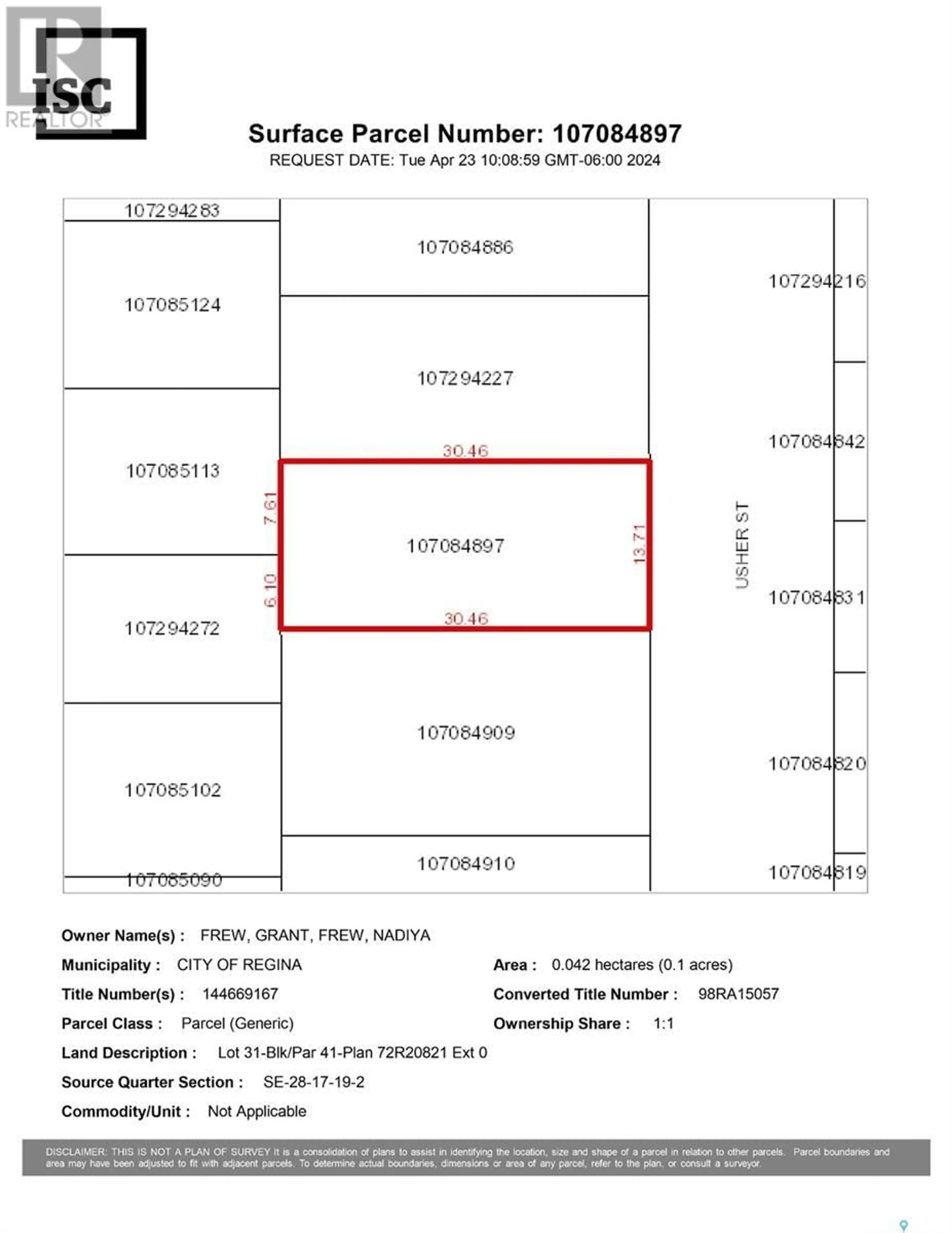 Floor plan for 56 Usher STREET, Regina Saskatchewan S4N4J1