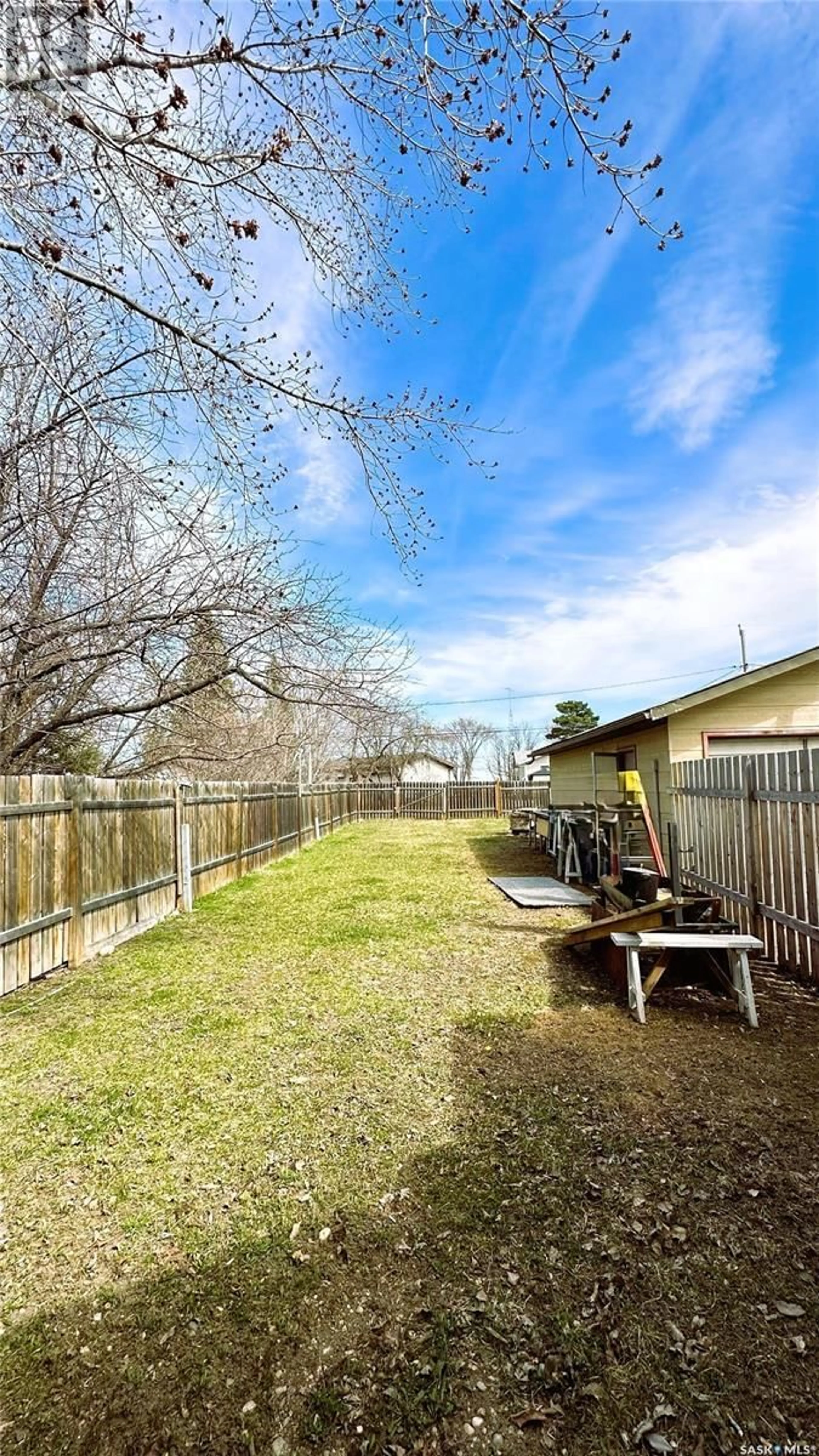 Patio, the fenced backyard for 28 5th STREET SE, Preeceville Saskatchewan S0A3B0