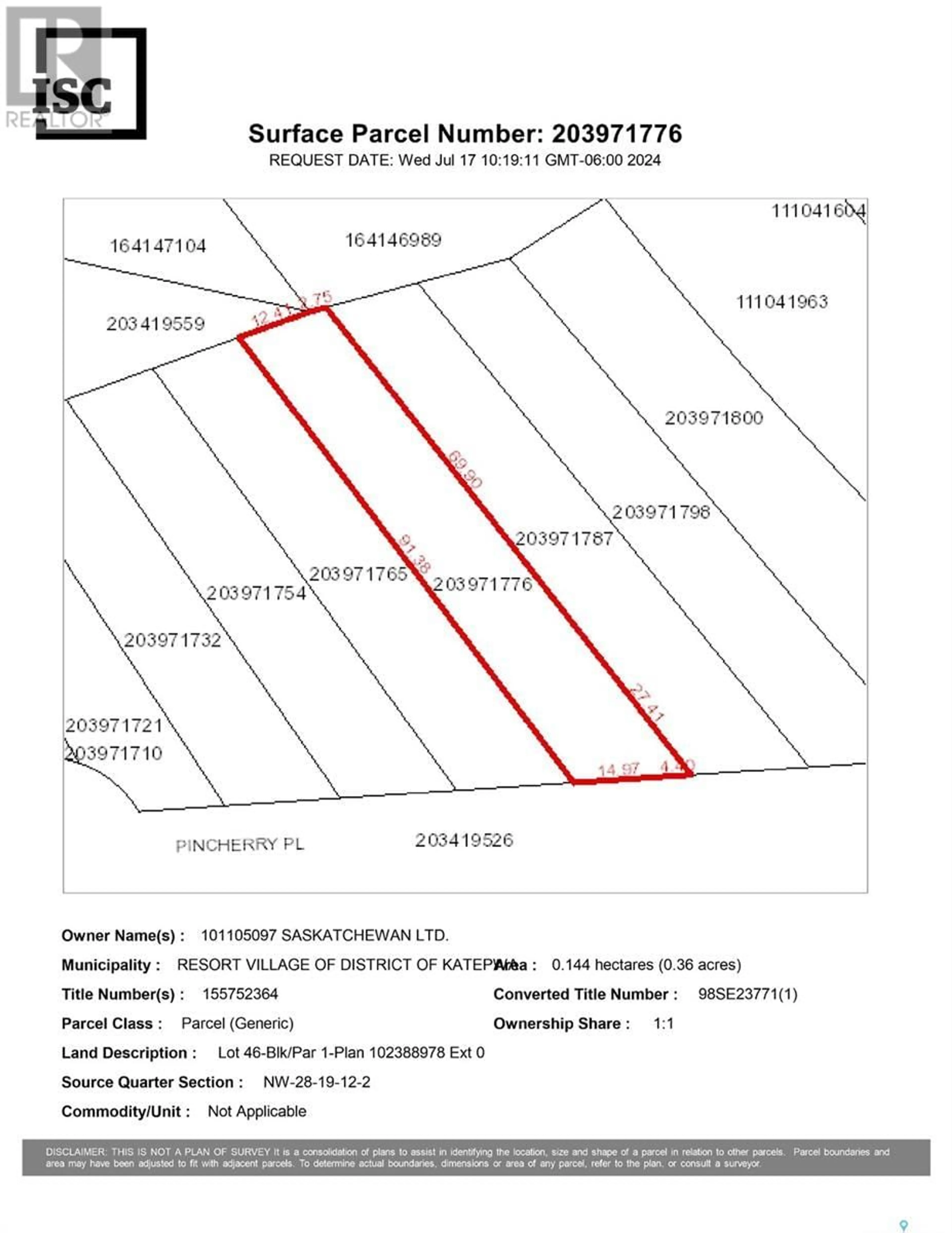 Picture of a map for 913 Pincherry PLACE E, Katepwa Beach Saskatchewan S0G1S0