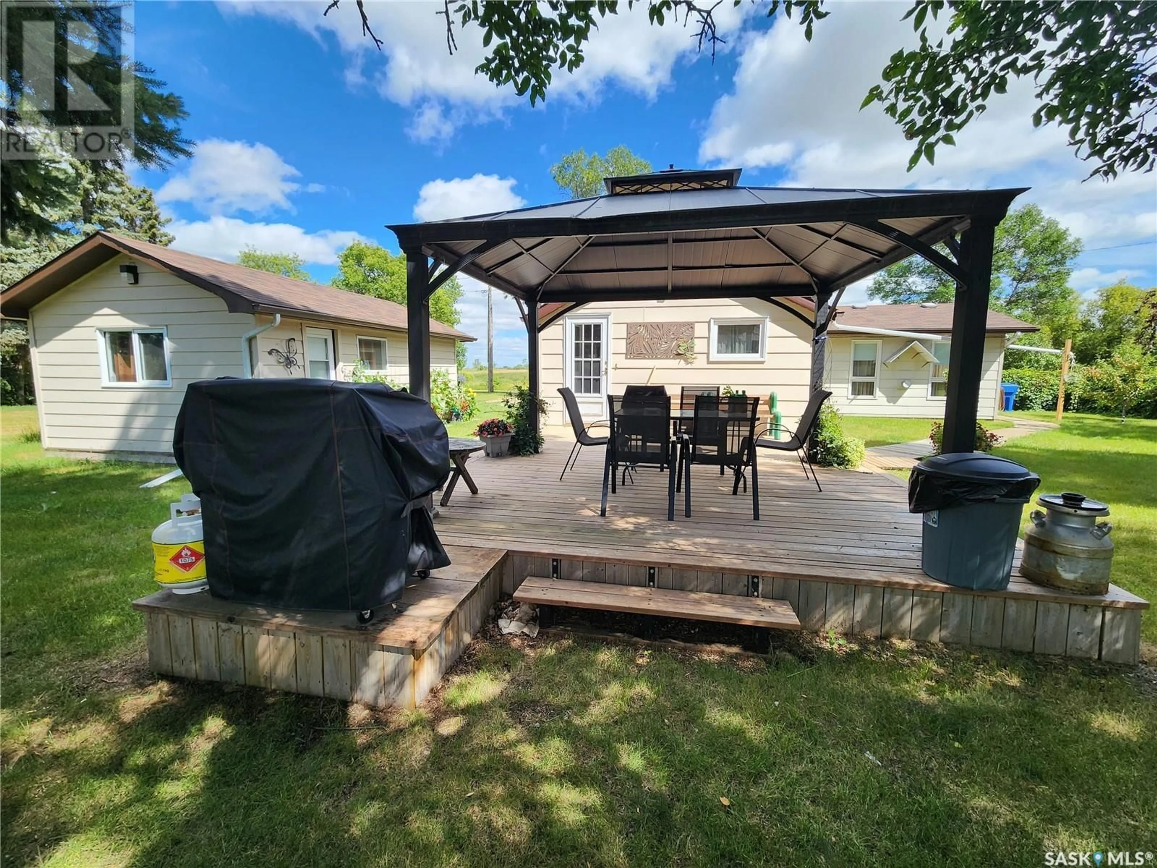 Patio, the fenced backyard for 207 Garnet STREET S, Wolseley Saskatchewan S0G5H0