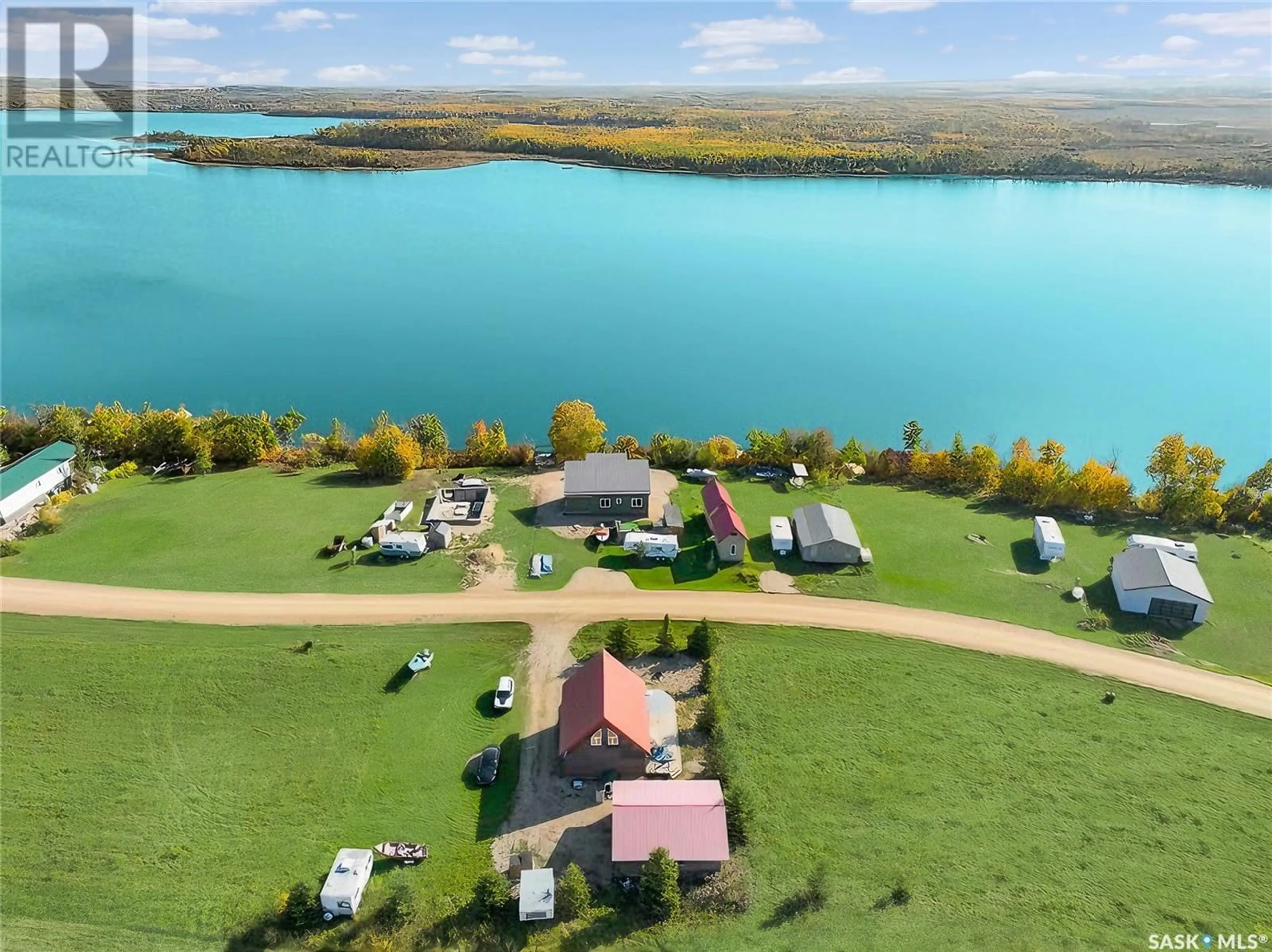 A pic from outside/outdoor area/front of a property/back of a property/a pic from drone, water/lake/river/ocean view for 9 BOUCHARD LANE, Dixon Lake Saskatchewan S0K1A0