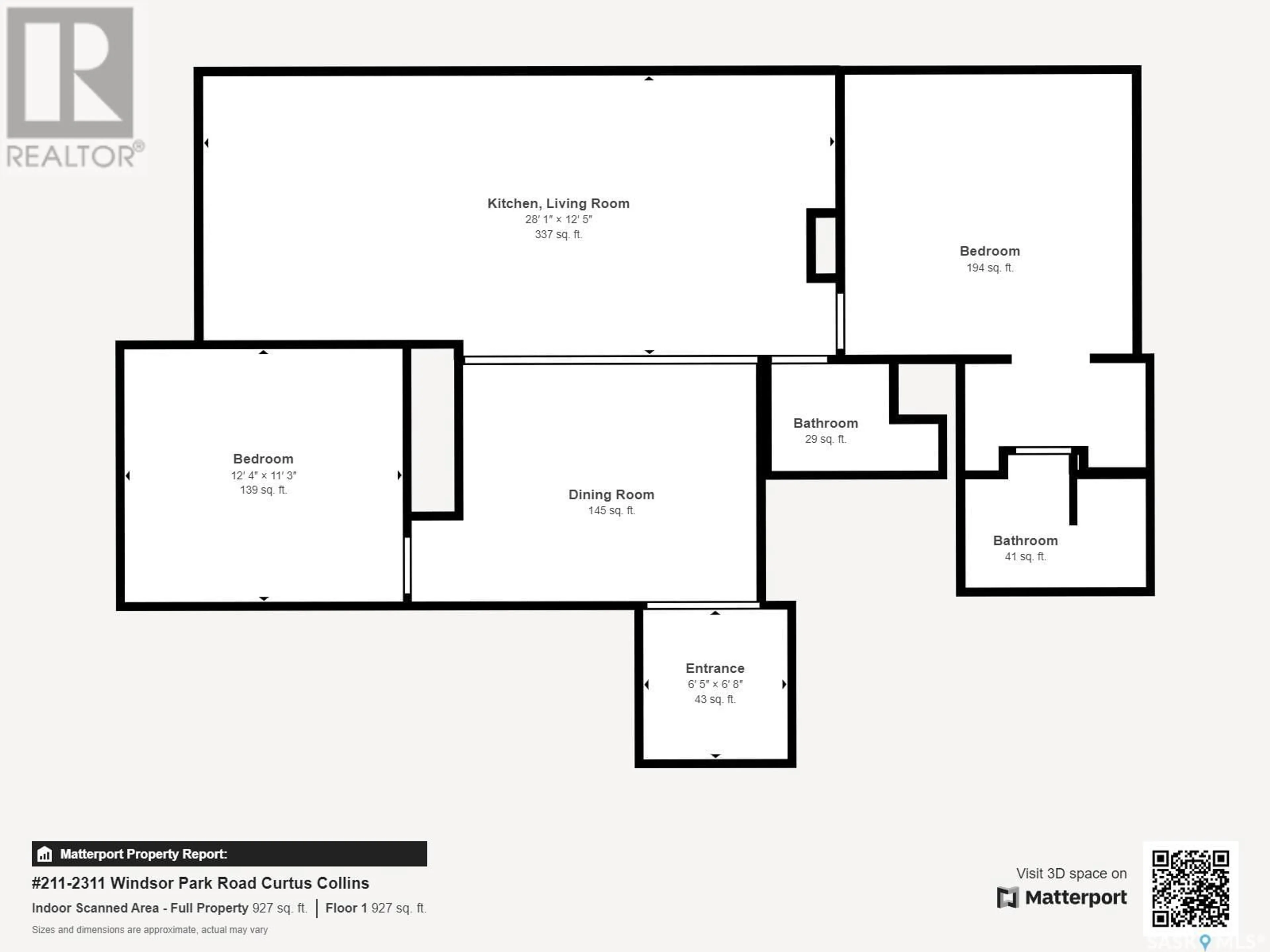 Floor plan for 211 2311 Windsor Park ROAD, Regina Saskatchewan S4V1S2