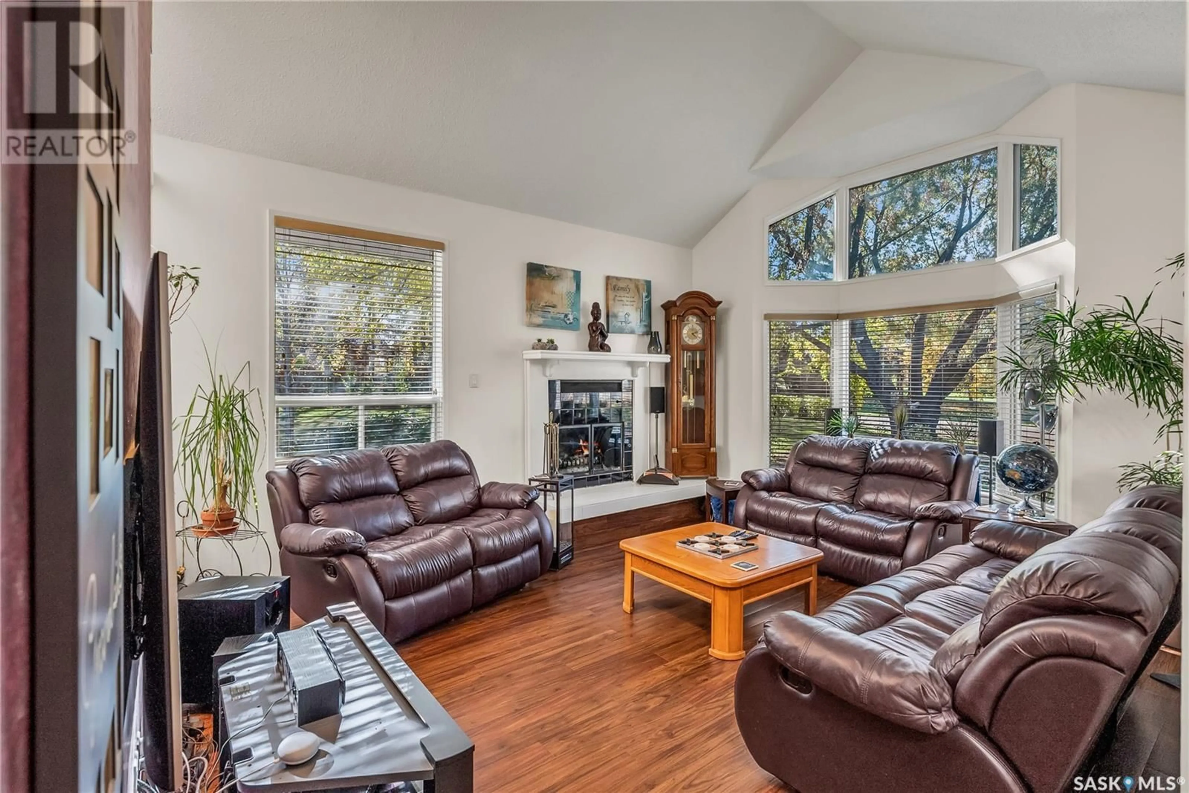 Living room, wood floors for 22 Chemin Bellevue ROAD, Battleford Saskatchewan S0M0E0