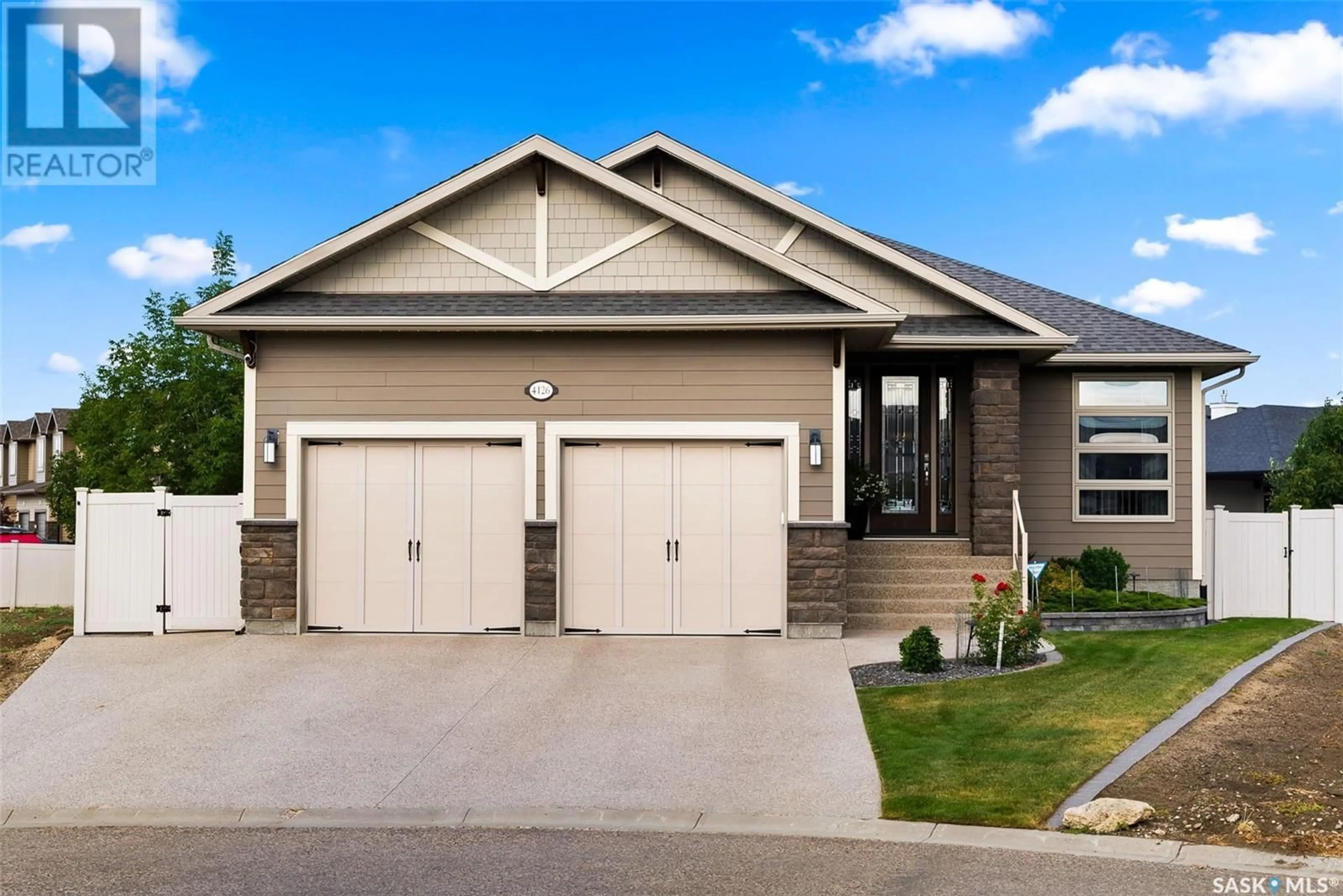 Home with vinyl exterior material, street for 4126 Timber Creek PLACE, Regina Saskatchewan S4V3G7