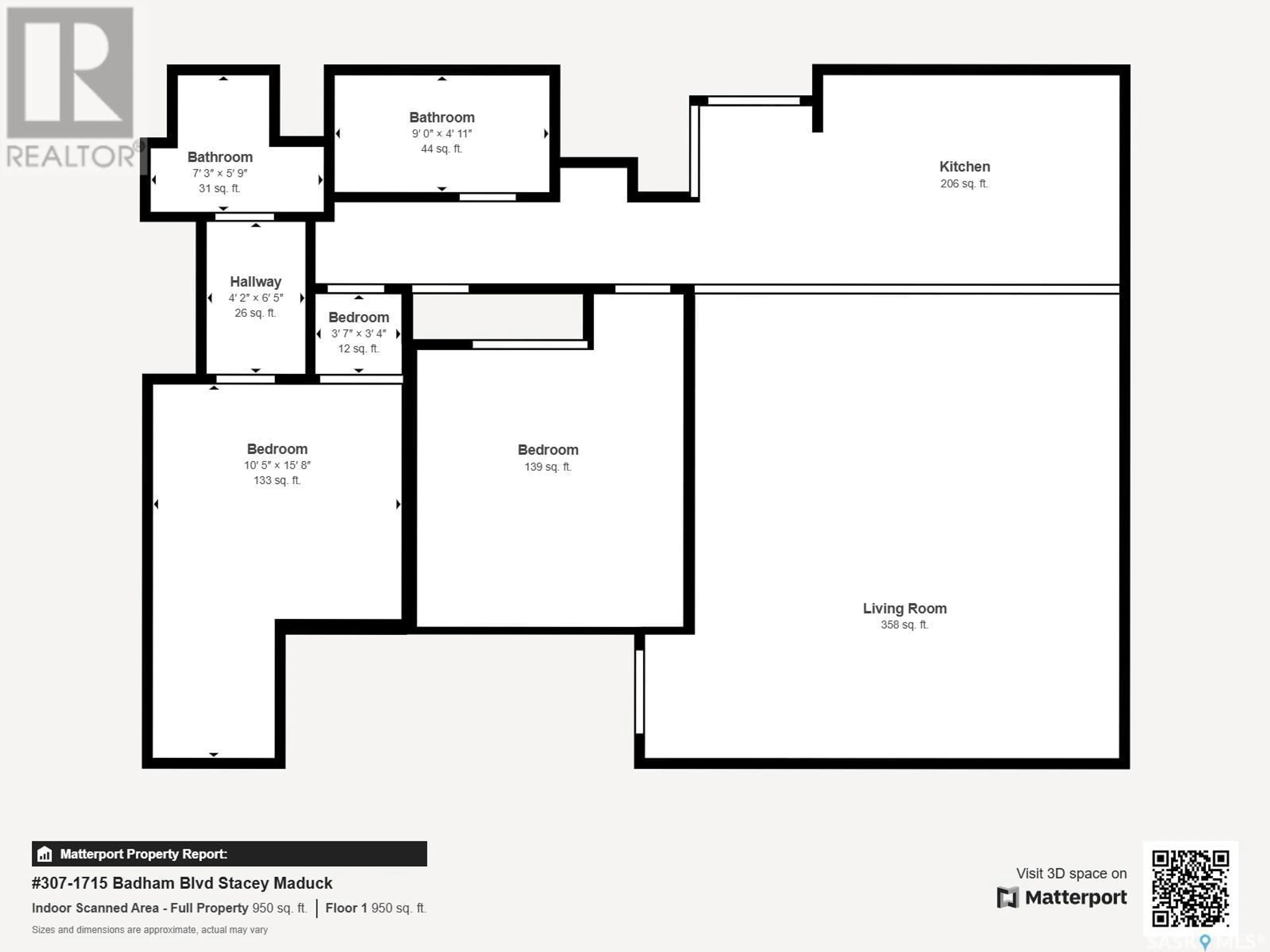 Floor plan for 307 1715 Badham BOULEVARD, Regina Saskatchewan S4P0L9