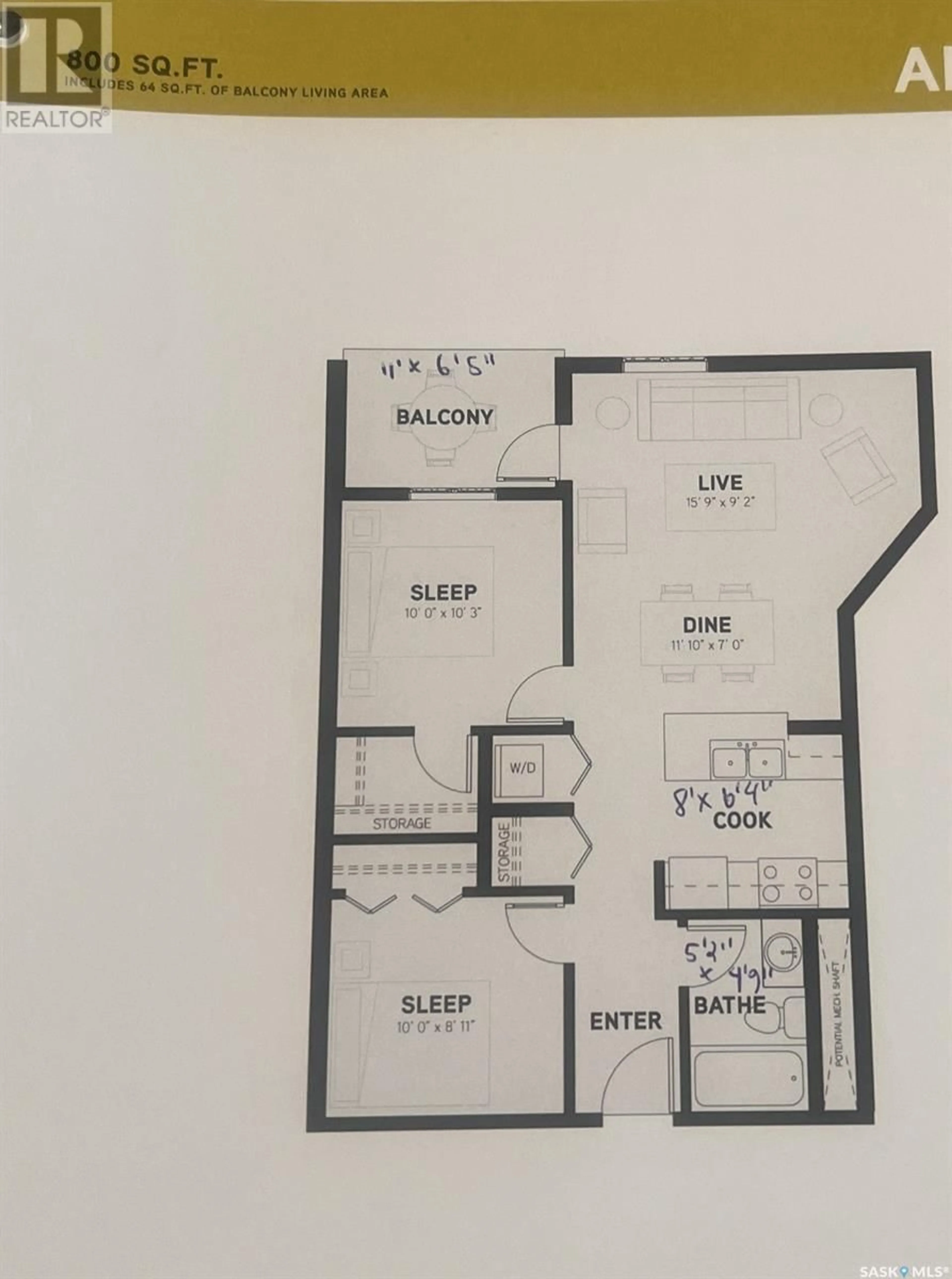 Floor plan for 2104 5500 Mitchinson WAY, Regina Saskatchewan S4W0N9