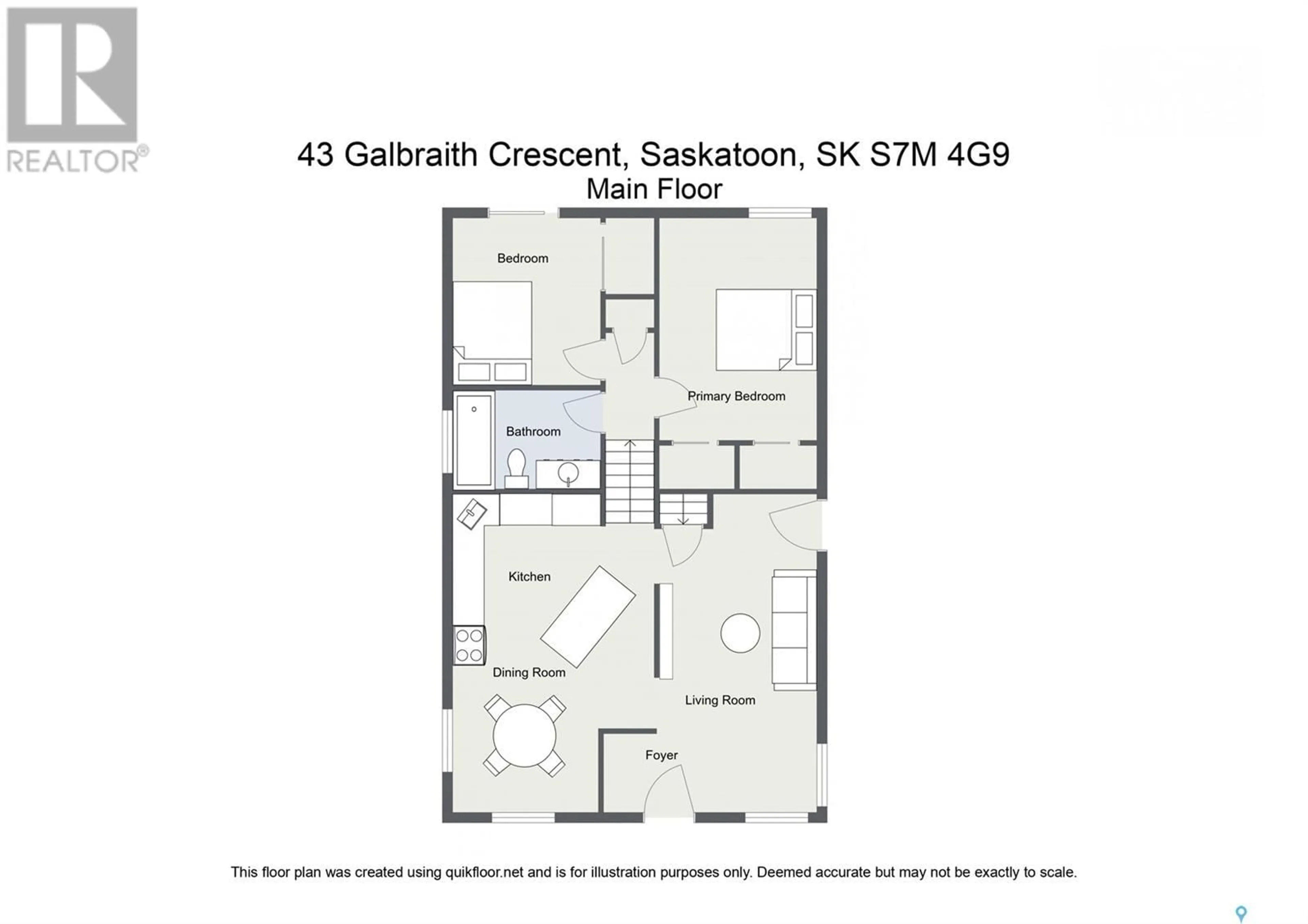 Floor plan for 43 Galbraith CRESCENT, Saskatoon Saskatchewan S7M4G9