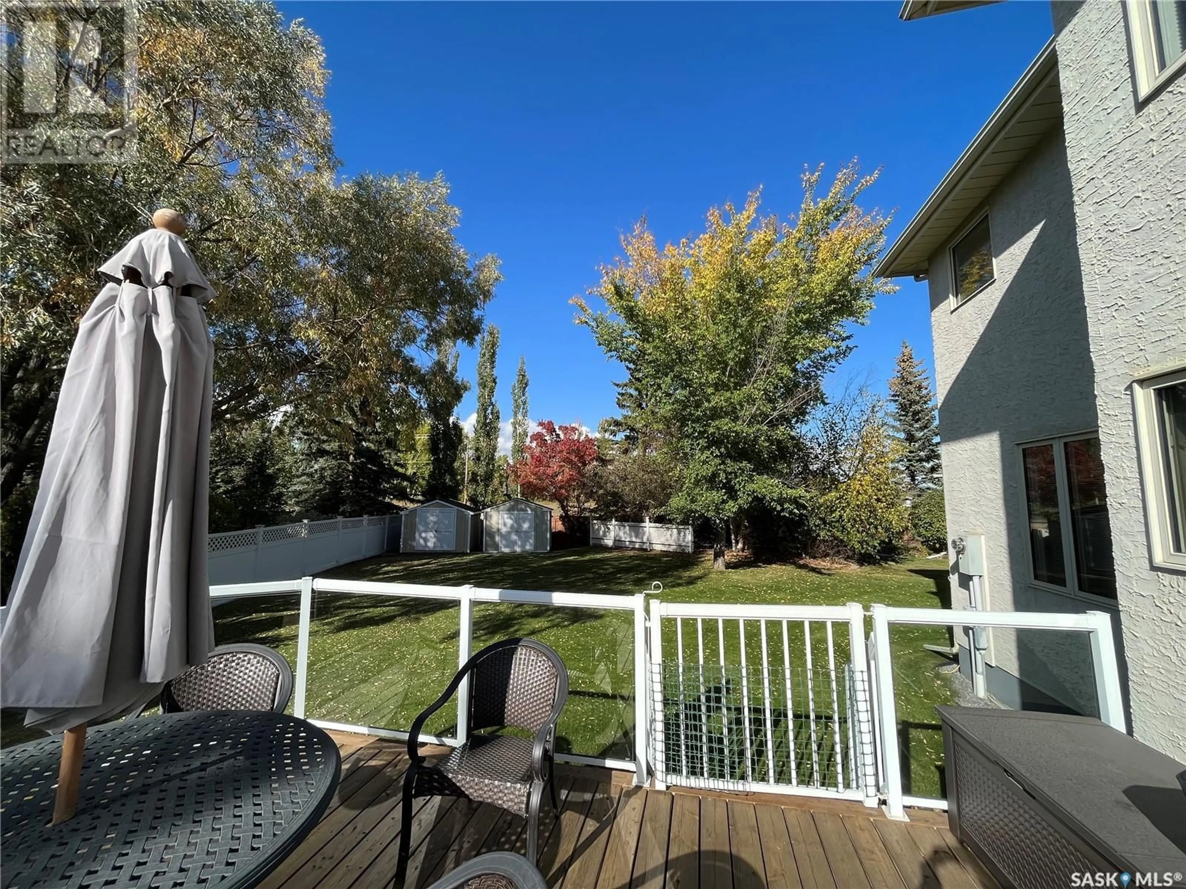 Patio, the fenced backyard for 910 Braeside PLACE, Saskatoon Saskatchewan S7V1A9