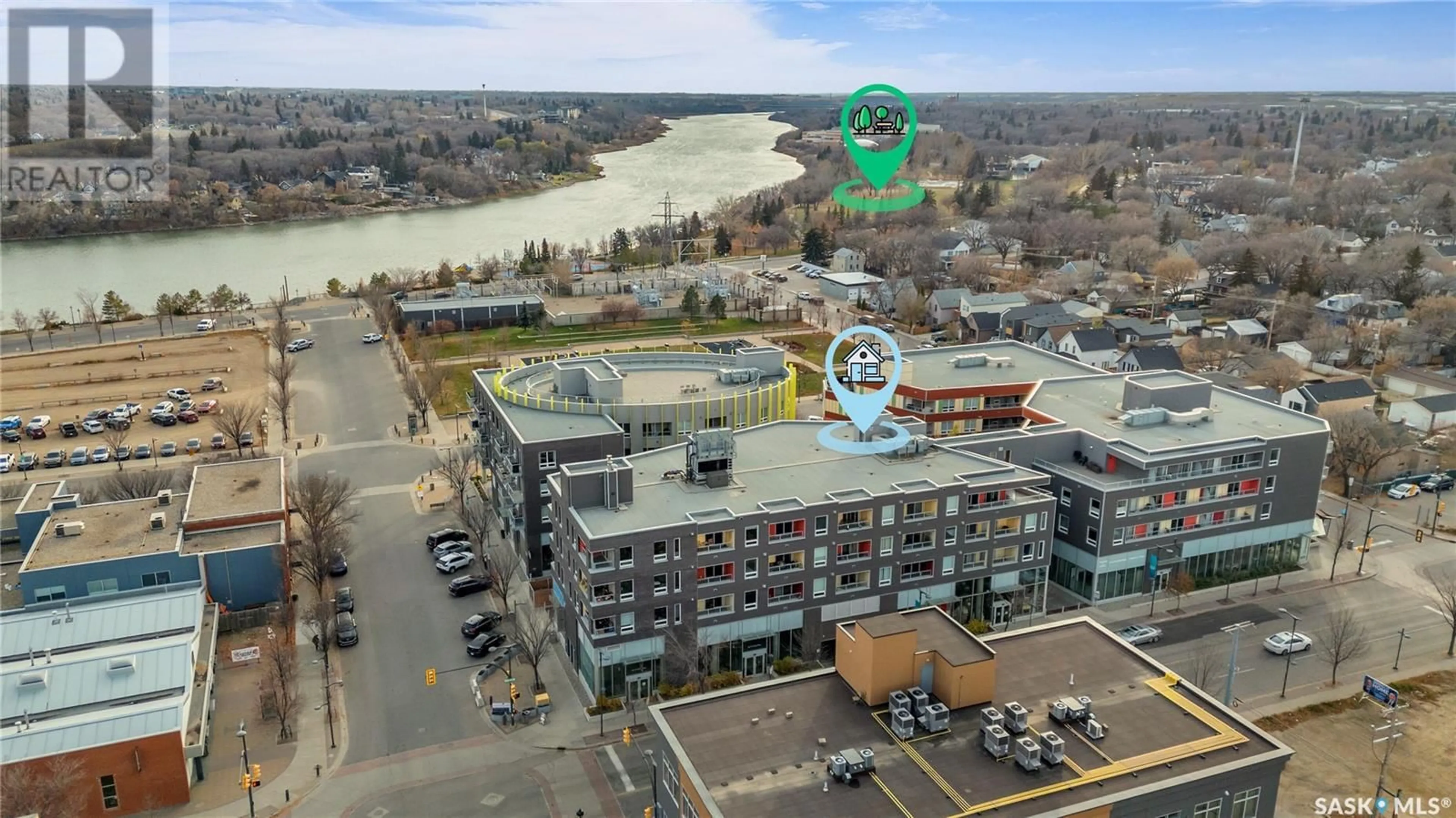 A pic from exterior of the house or condo, the street view for 328 & 329 404 C AVENUE S, Saskatoon Saskatchewan S7M5M9