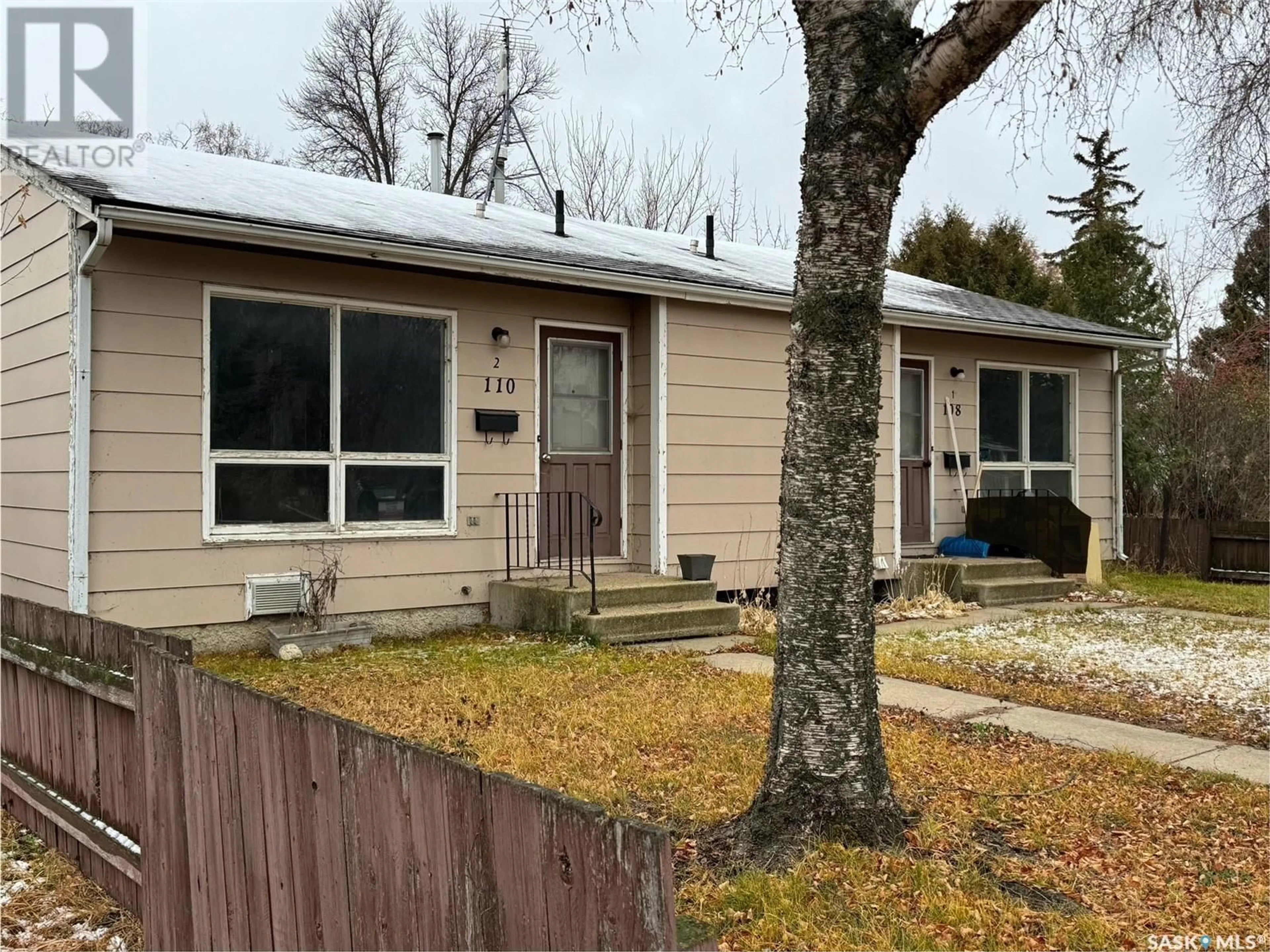 Home with vinyl exterior material, street for 114/116 1ST AVENUE, Hyas Saskatchewan S0A1K0