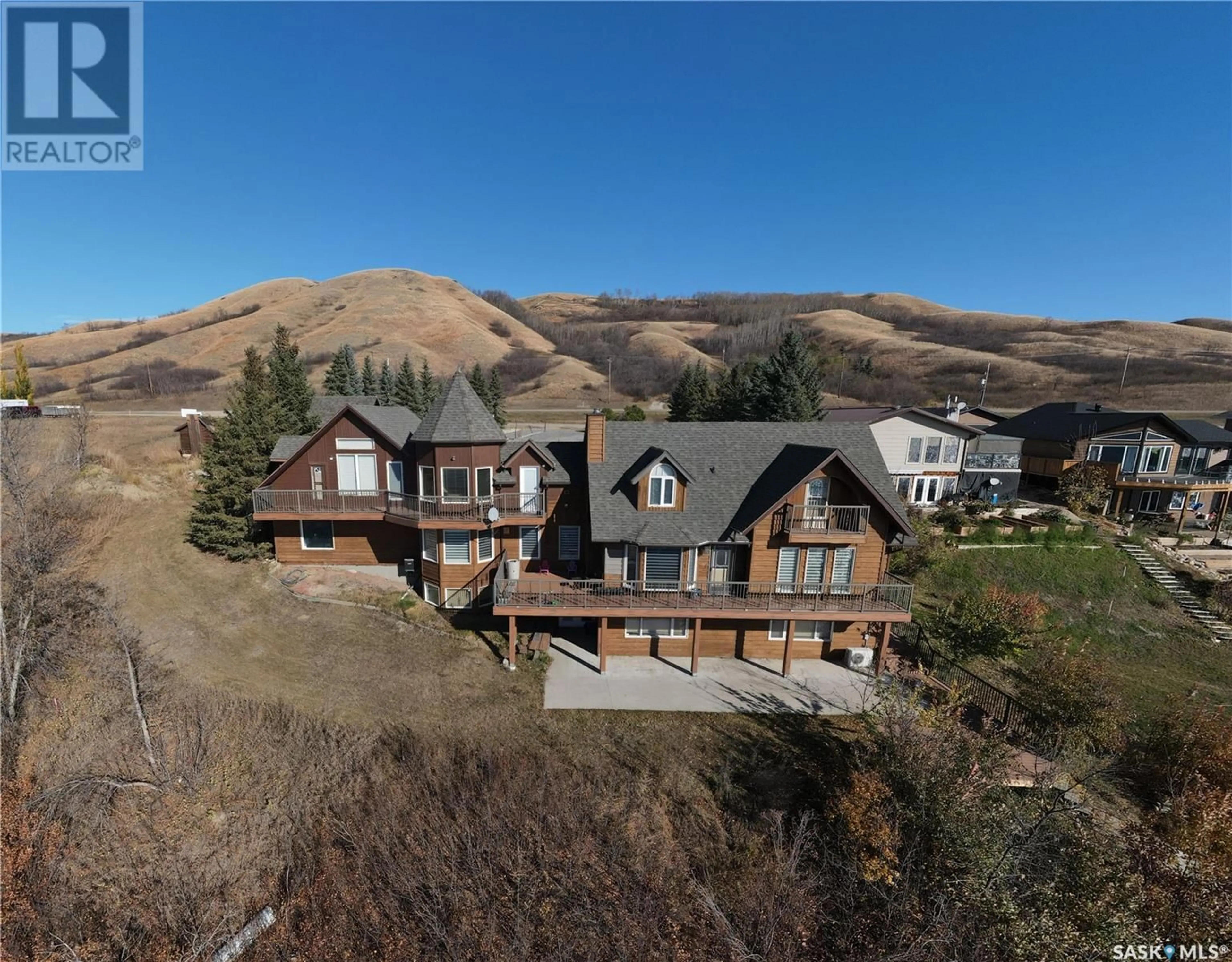 A pic from outside/outdoor area/front of a property/back of a property/a pic from drone, mountain view for 424 ABEL DRIVE, Crooked Lake Saskatchewan S0G1X0