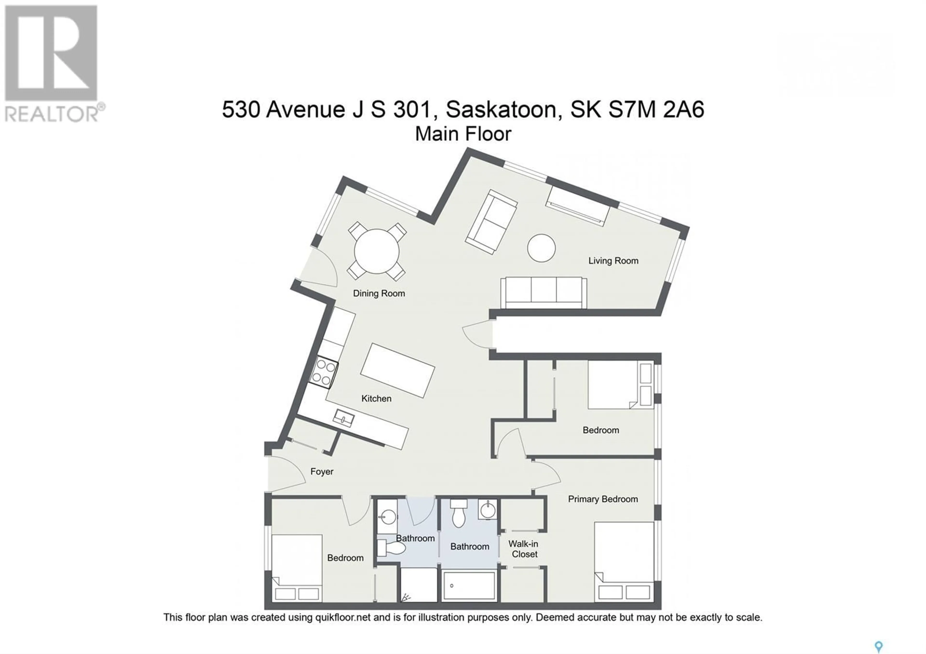 Floor plan for 301 530 J AVENUE S, Saskatoon Saskatchewan S7M2A8