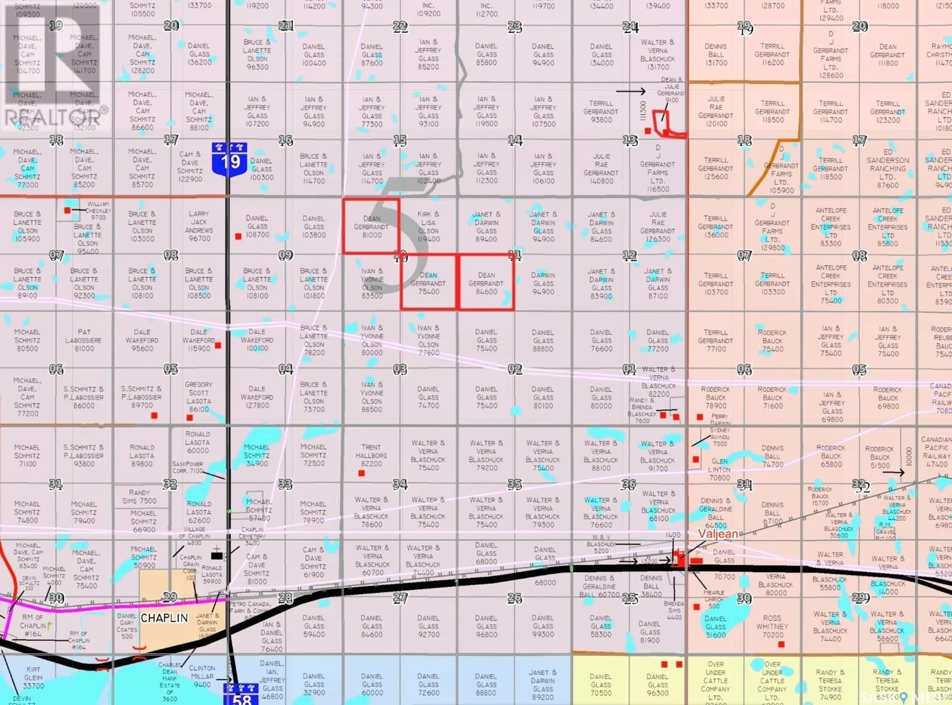 Picture of a map for Chaplin Acreage with 3 quarters Lease La, Chaplin Rm No. 164 Saskatchewan S0H0V0