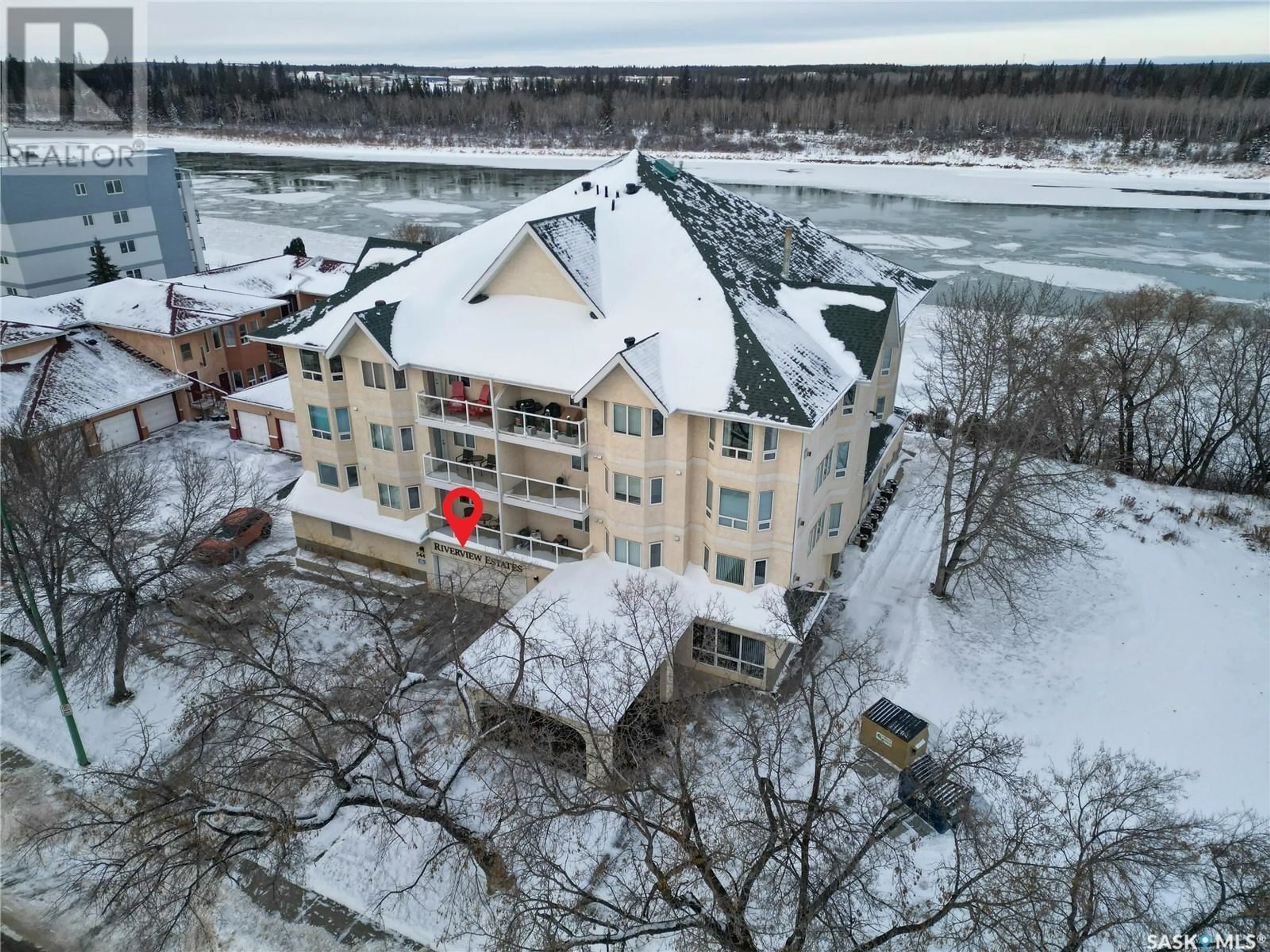 A pic from exterior of the house or condo, the front or back of building for 203 544 River STREET E, Prince Albert Saskatchewan S6V0A6