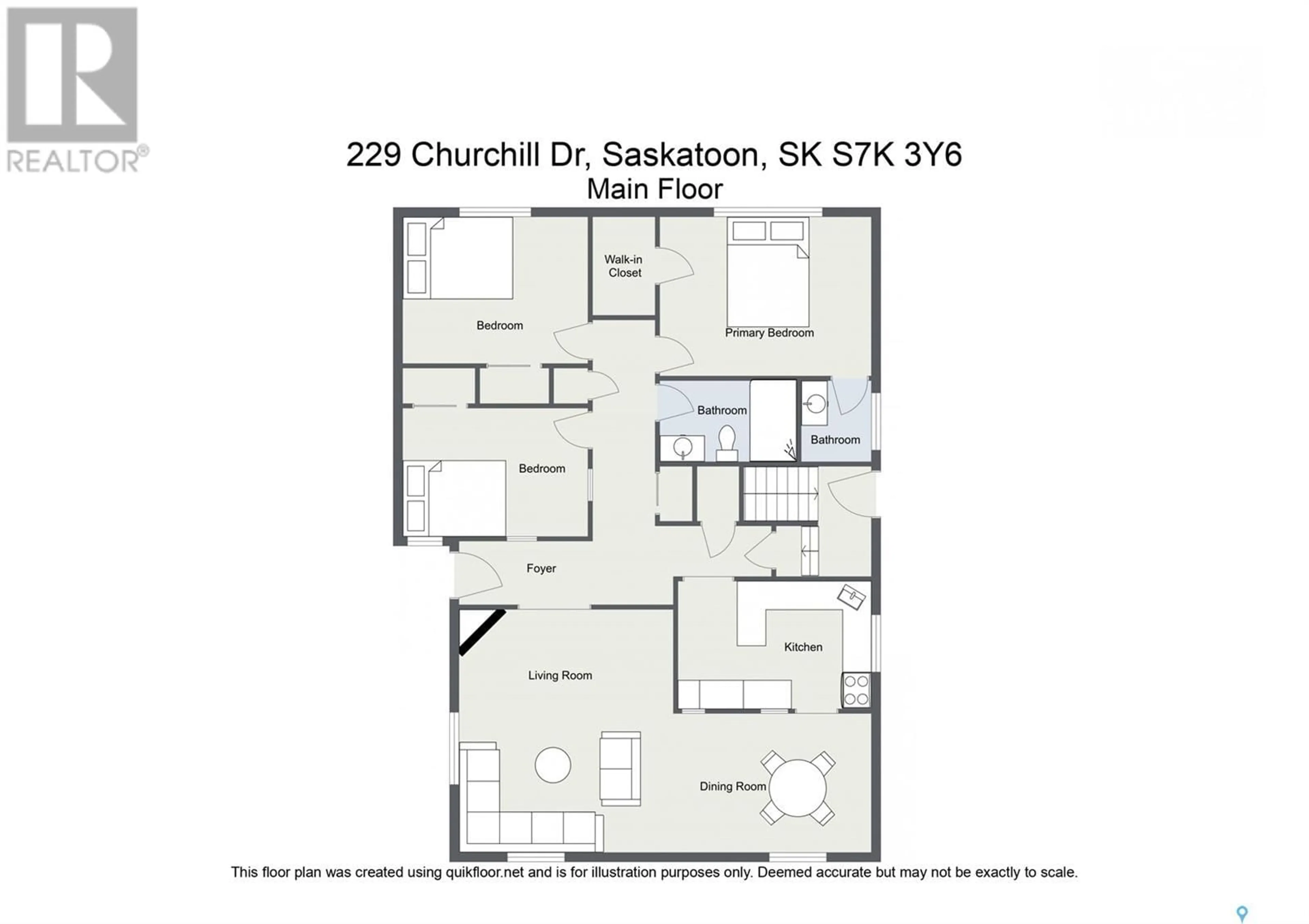 Floor plan for 229 Churchill DRIVE, Saskatoon Saskatchewan S7K3Y6