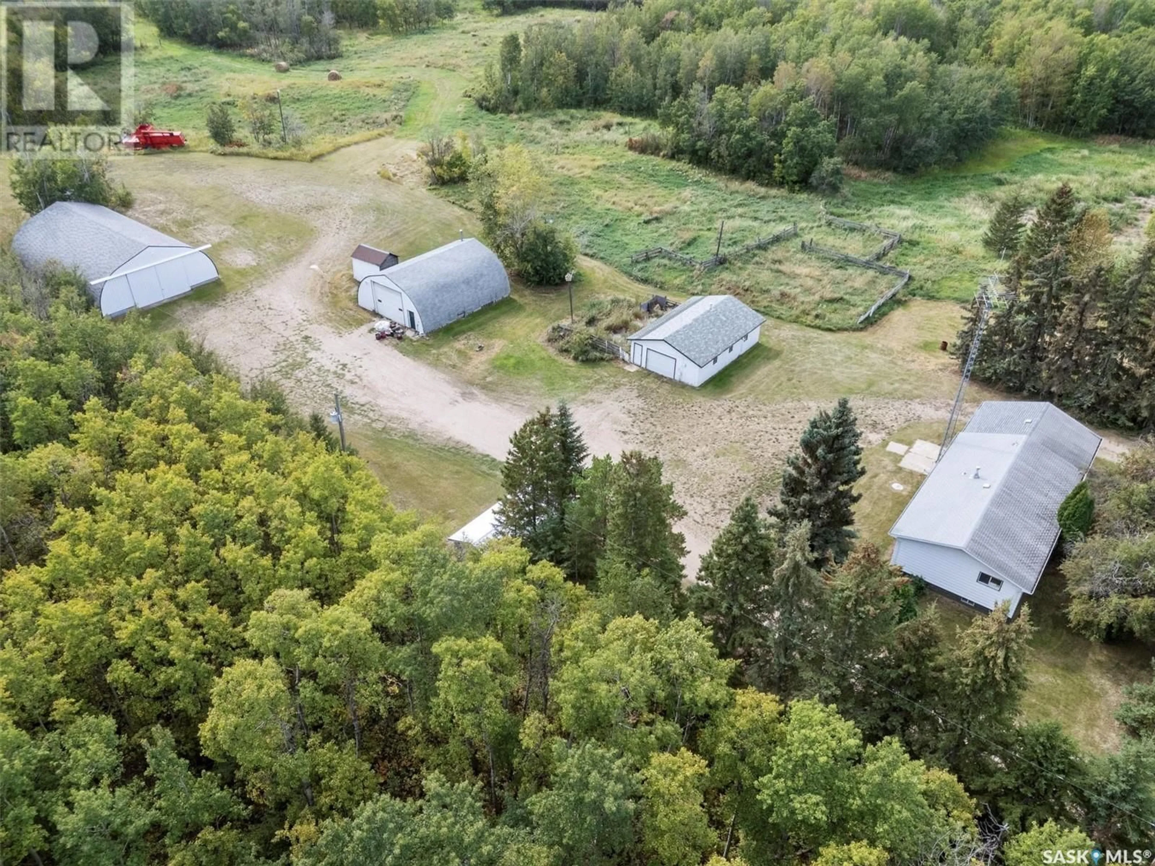 A pic from outside/outdoor area/front of a property/back of a property/a pic from drone, forest/trees view for Rural Address- Middle lake Acreage, Middle Lake Saskatchewan S0K2X0