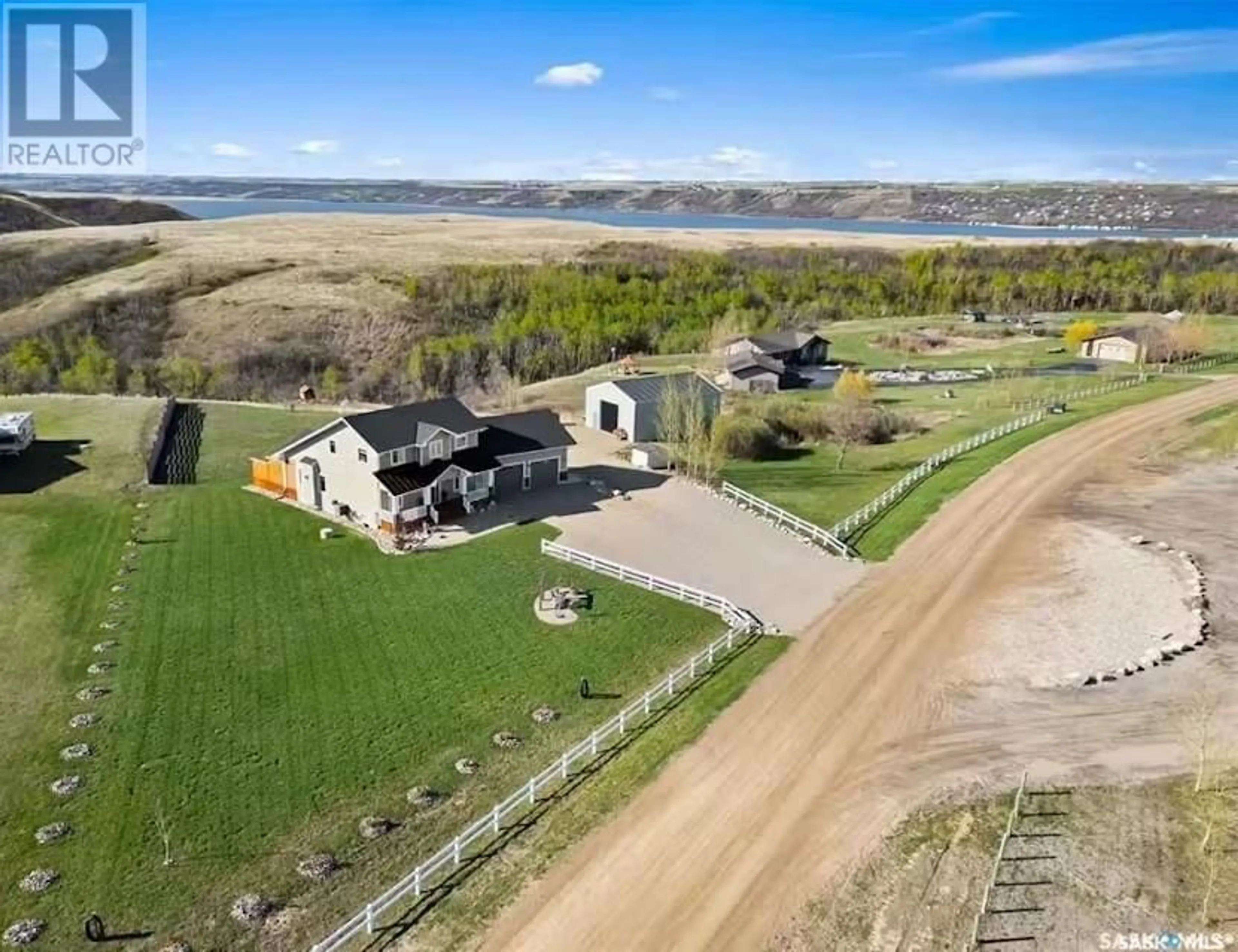 A pic from outside/outdoor area/front of a property/back of a property/a pic from drone, water/lake/river/ocean view for 13 Hood ROAD, Longlaketon Rm No. 219 Saskatchewan S0G0W0