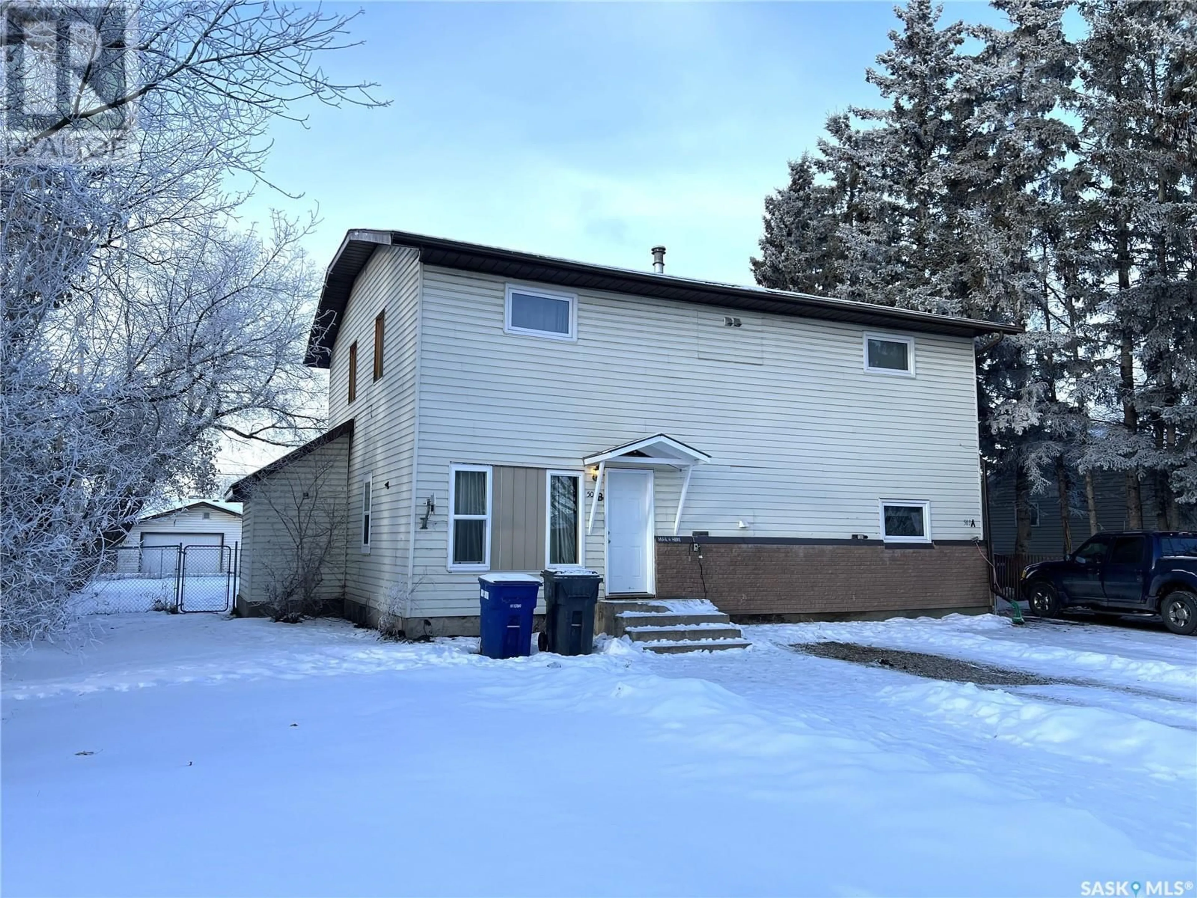 A pic from outside/outdoor area/front of a property/back of a property/a pic from drone, street for 503 1st STREET W, Meadow Lake Saskatchewan S9X1E9