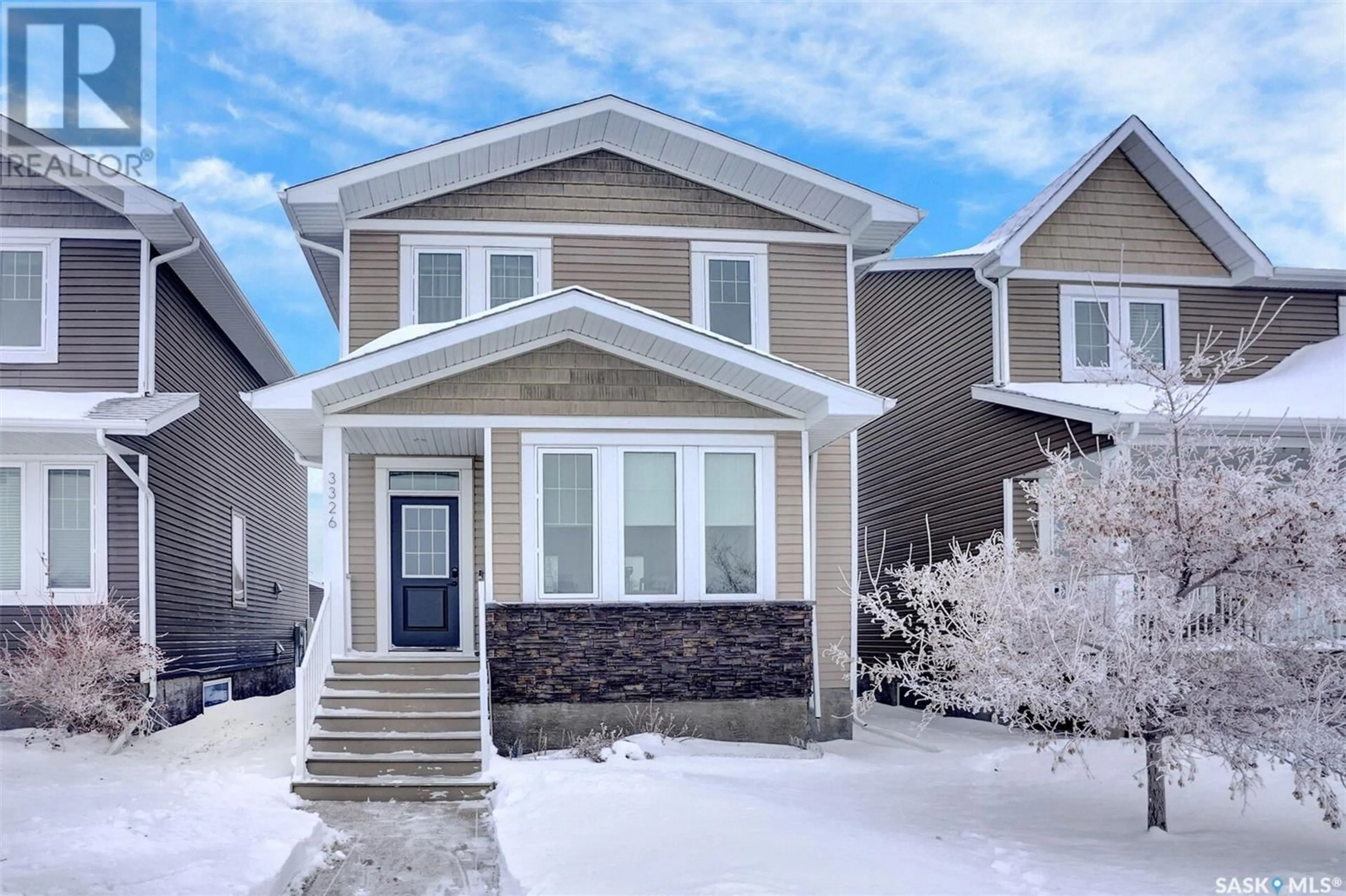 Home with vinyl exterior material, street for 3326 Elgaard DRIVE, Regina Saskatchewan S4X0J9